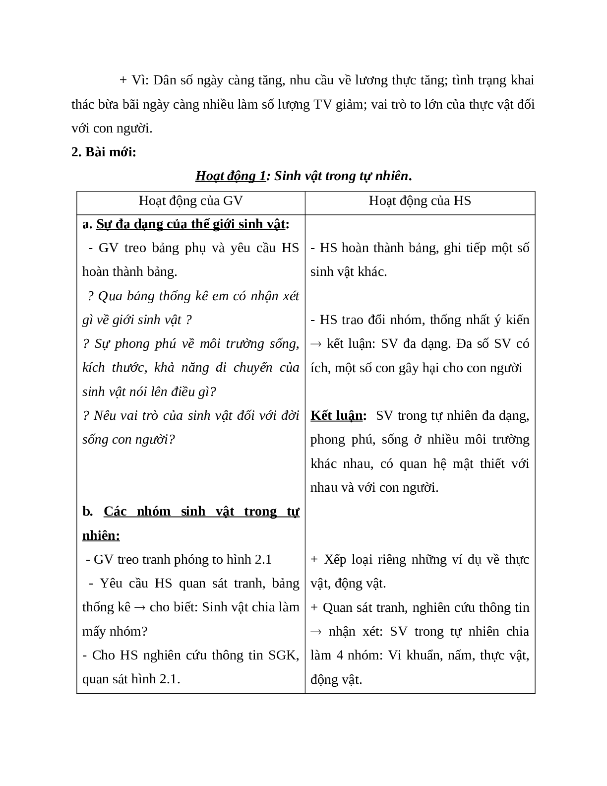 Giáo án Sinh học 6 Bài 2: Nhiệm vụ của Sinh học mới nhất - CV5512 (trang 2)