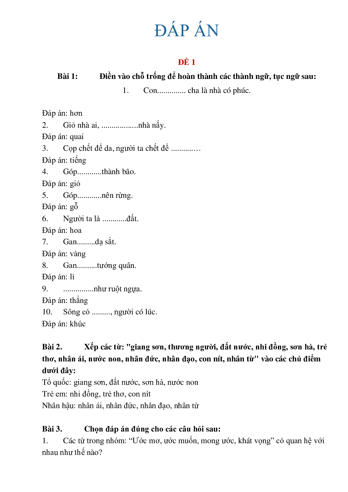 Bộ đề ôn luyện phần luyện từ và câu lớp 5 môn Tiếng Việt có đáp án (5 đề) (trang 10)