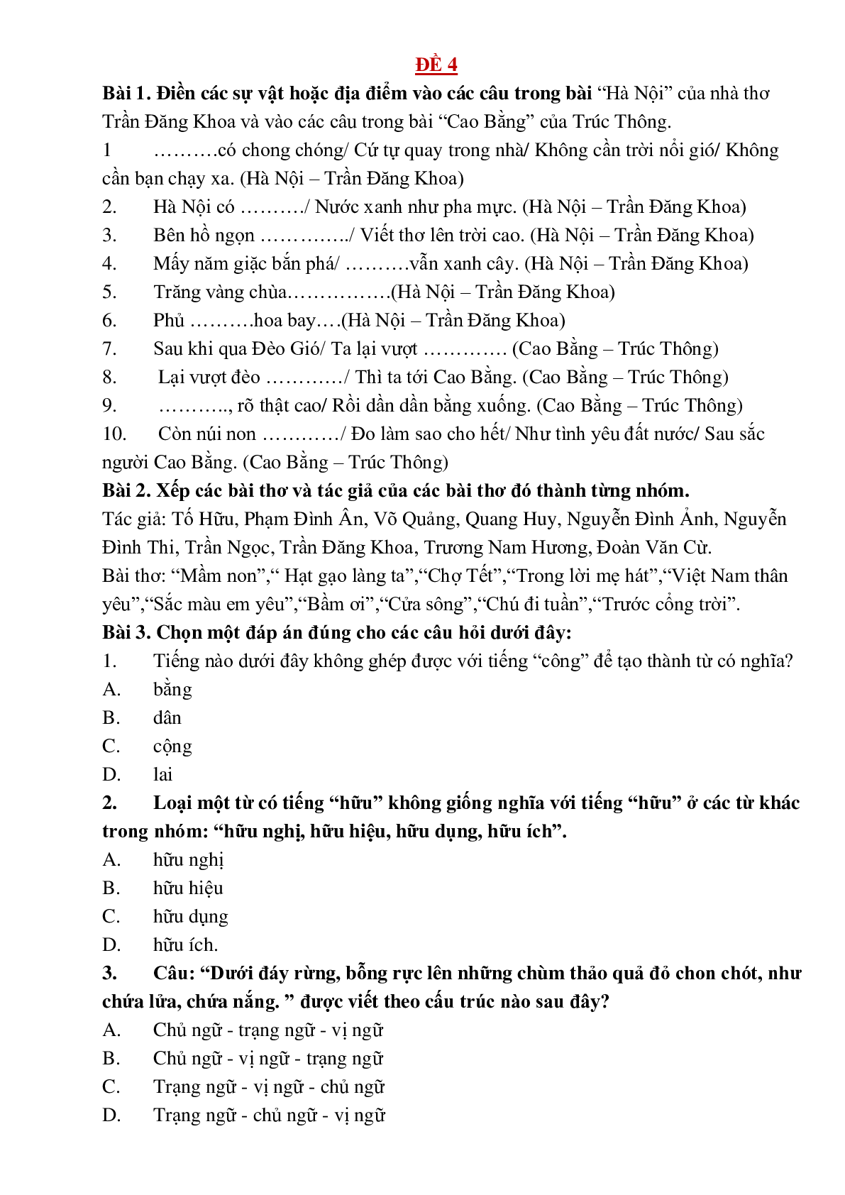 Bộ đề ôn luyện phần luyện từ và câu lớp 5 môn Tiếng Việt có đáp án (5 đề) (trang 6)