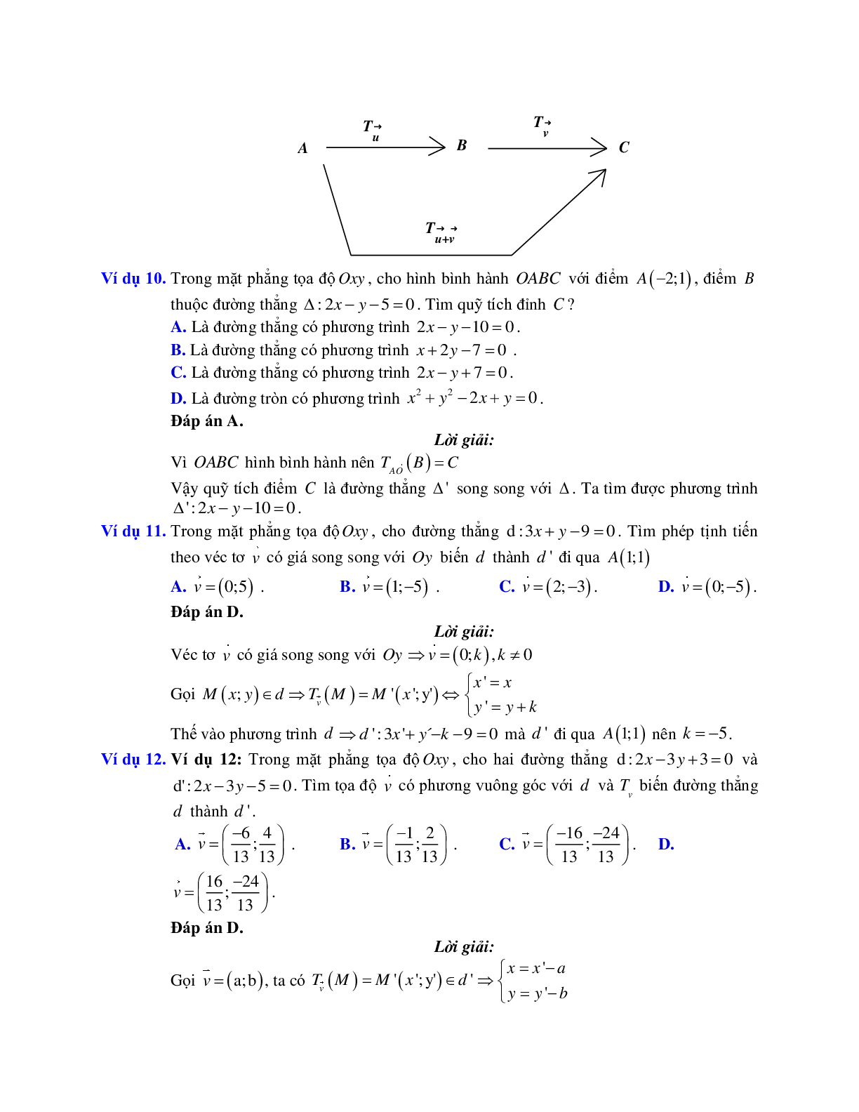 Cách xác định ảnh của một điểm hoặc một hình qua phép tịnh tiến bằng phương pháp tọa độ (trang 5)