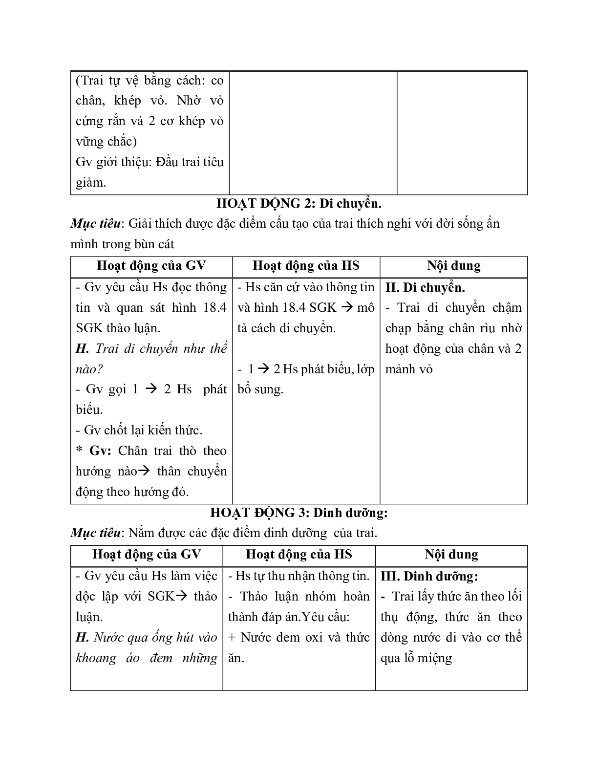 Giáo án Sinh học 7 Bài 18: Trai sông mới nhất - CV5512 (trang 3)