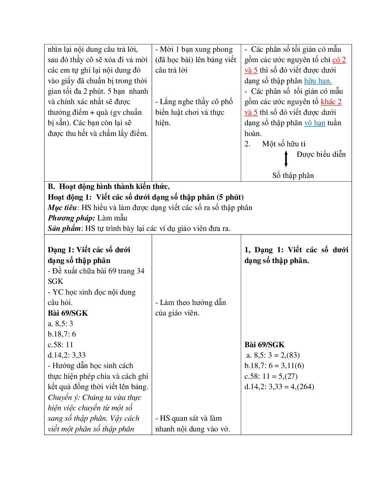 Giáo án Toán học 7 bài 9: Số thập phân hữu hạn. Số thập phân vô hạn tuần hoàn hay nhất (trang 6)
