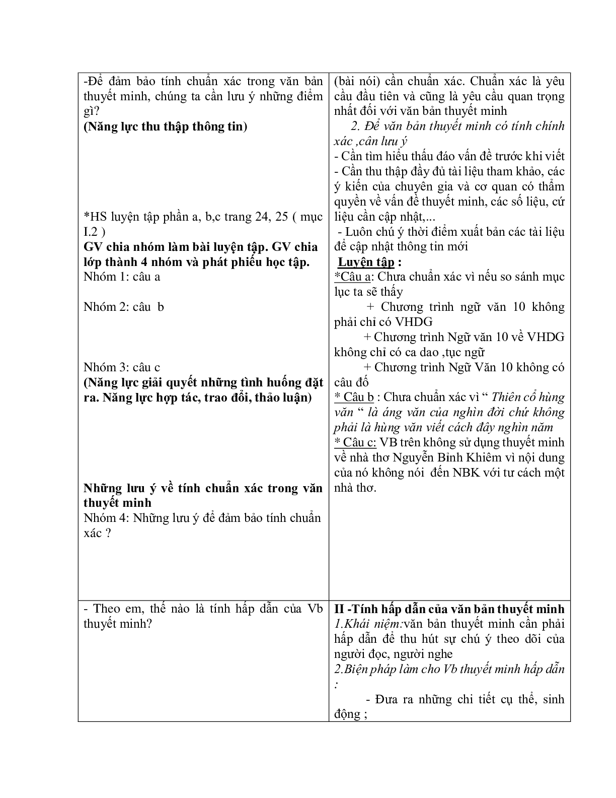 Giáo án ngữ văn lớp 10 Tiết 60: Tính chuẩn xác, hấp dẫn của văn bản thuyết minh (trang 3)