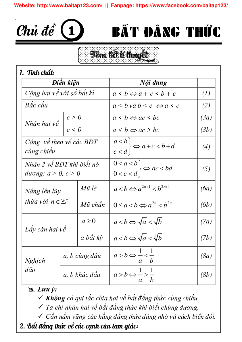 Phân dạng và bài tập bất đẳng thức GTLN - GTNN môn Toán lớp 10 (trang 2)