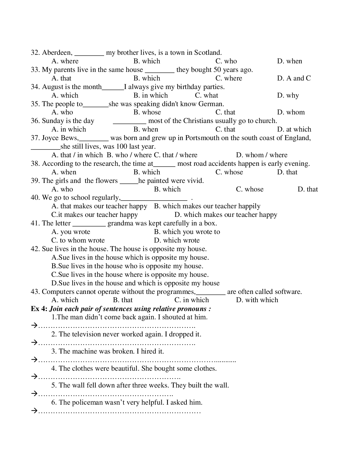 Bài tập về mệnh đề quan hệ Relative Clauses có đáp án, chọn lọc (trang 10)