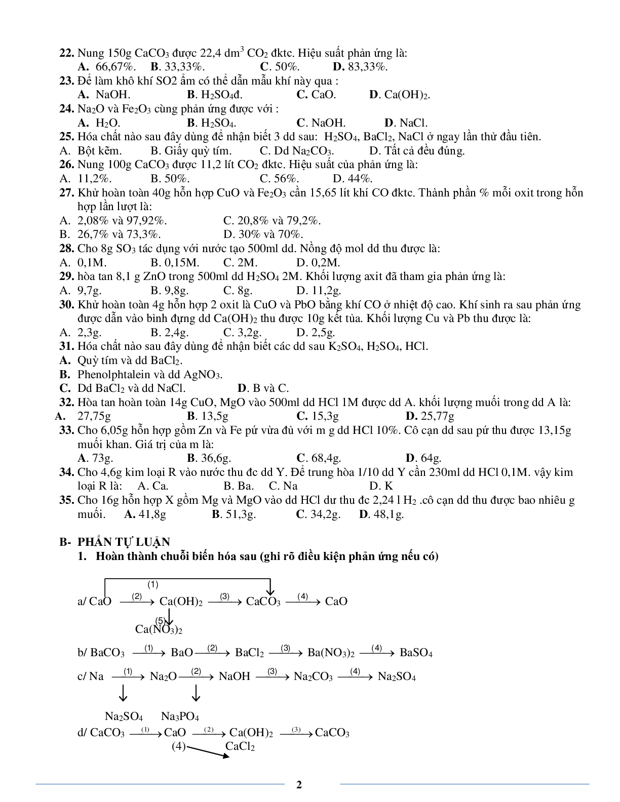 Bài tập về oxit-axit có đáp án, chọn lọc (trang 2)