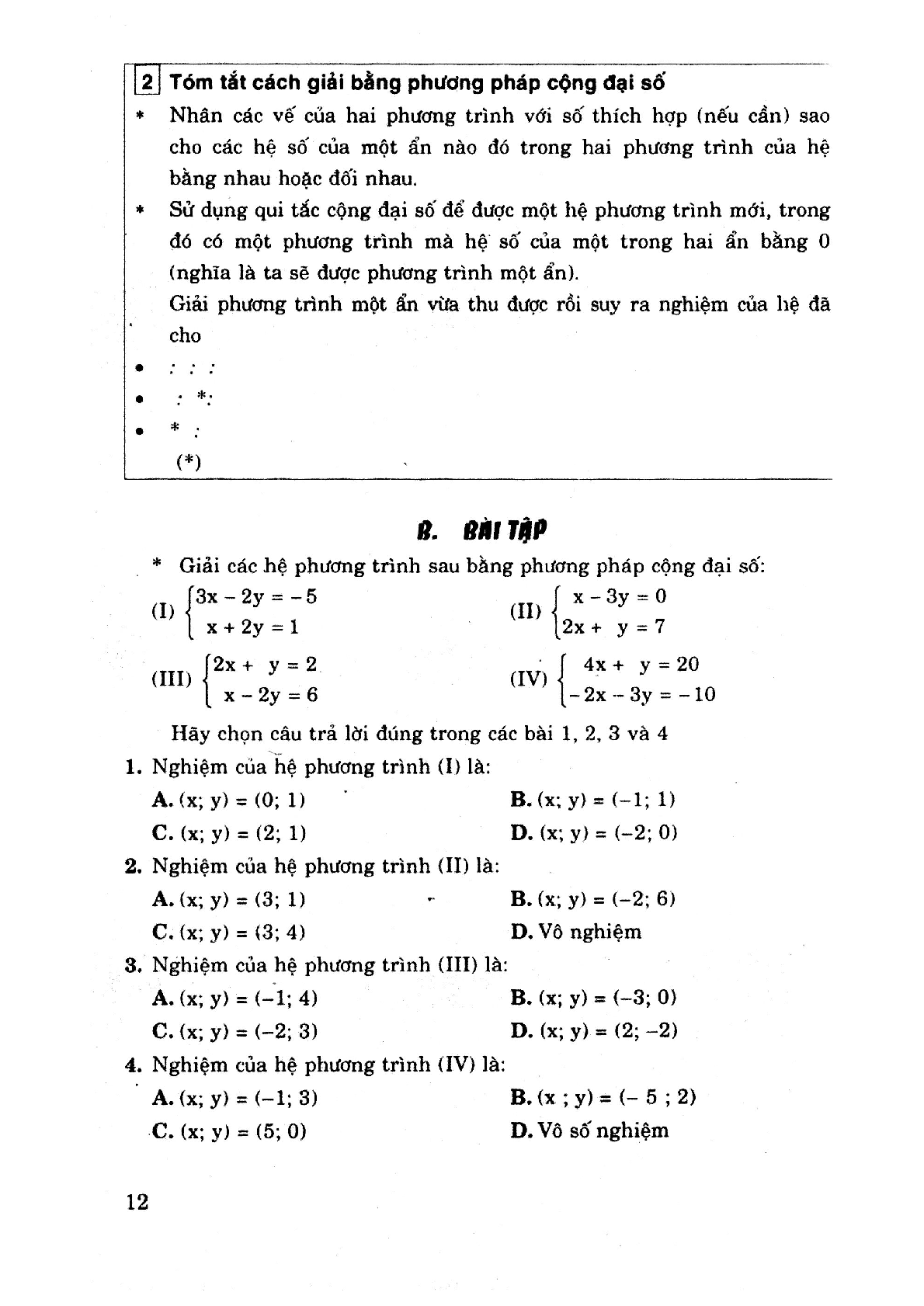 Lí thuyết, bài tập trắc nghiệm Toán 9 tập 2 có đáp án (trang 10)