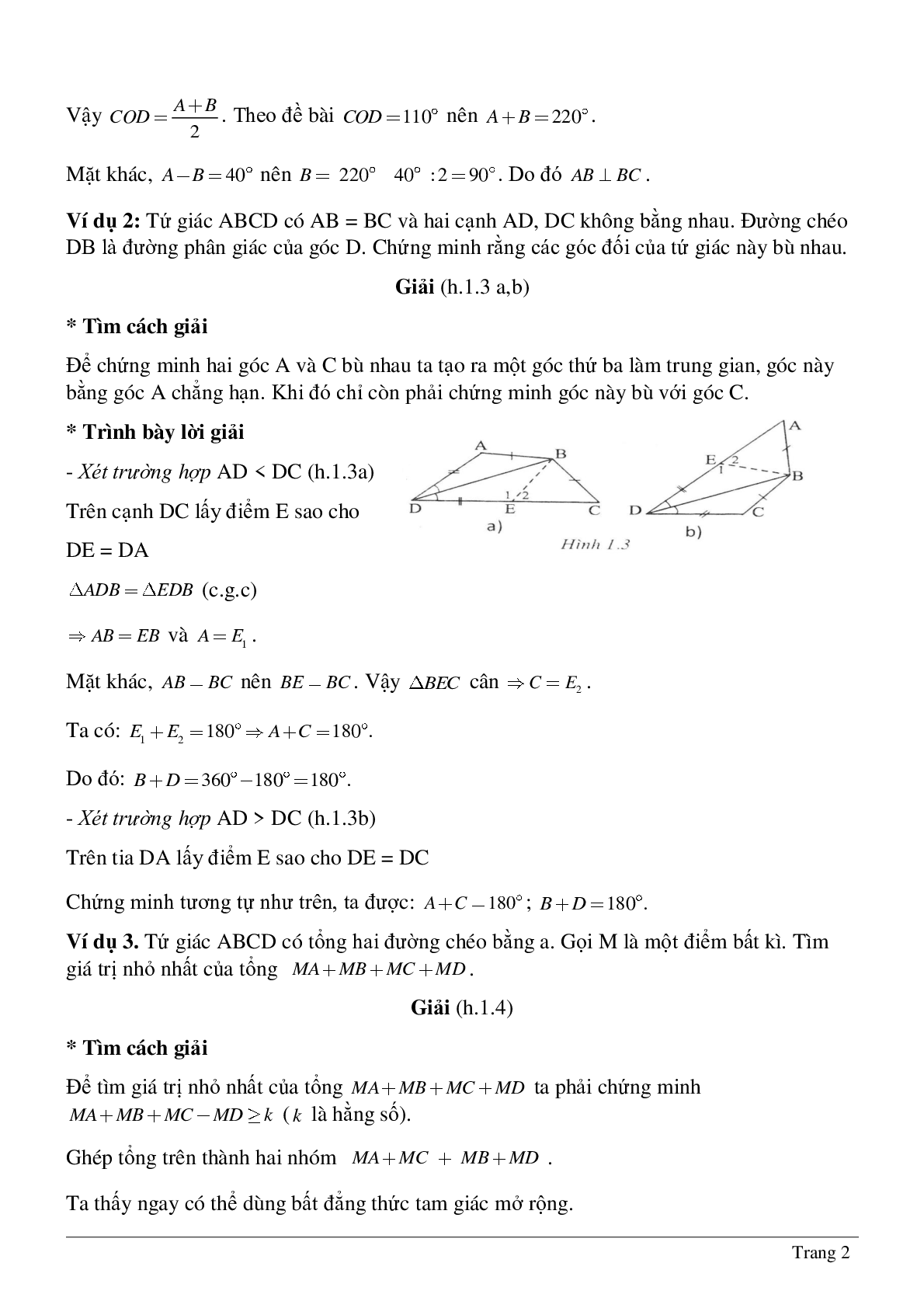 Tứ giác - Hình học toán 8 (trang 2)