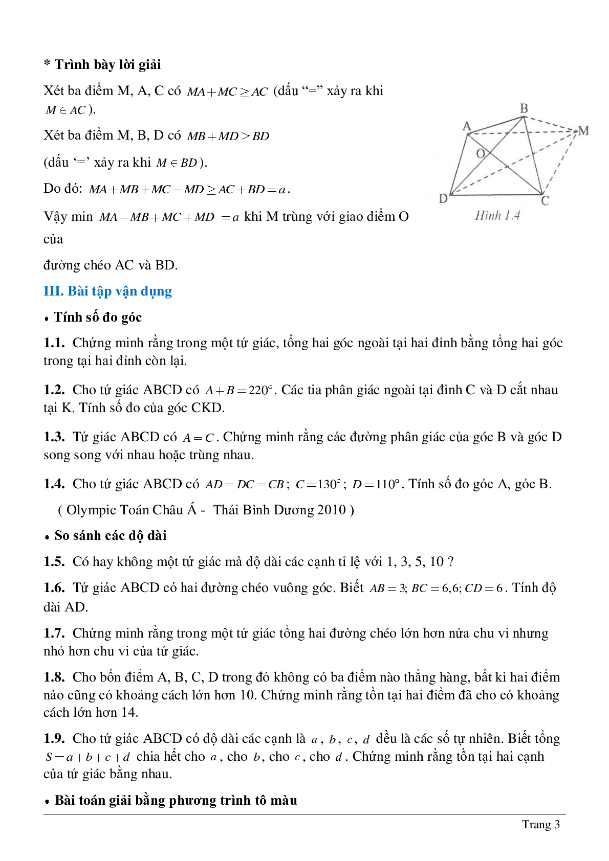 Tứ giác - Hình học toán 8 (trang 3)