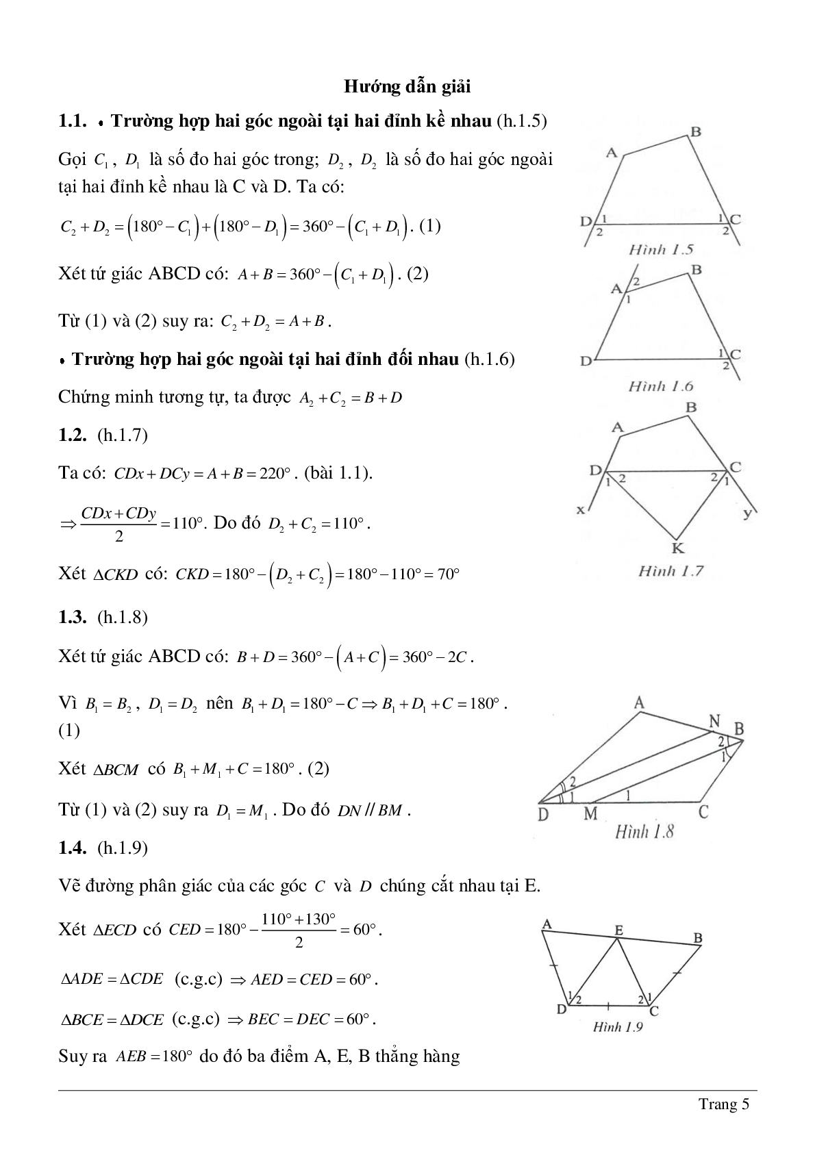 Tứ giác - Hình học toán 8 (trang 5)
