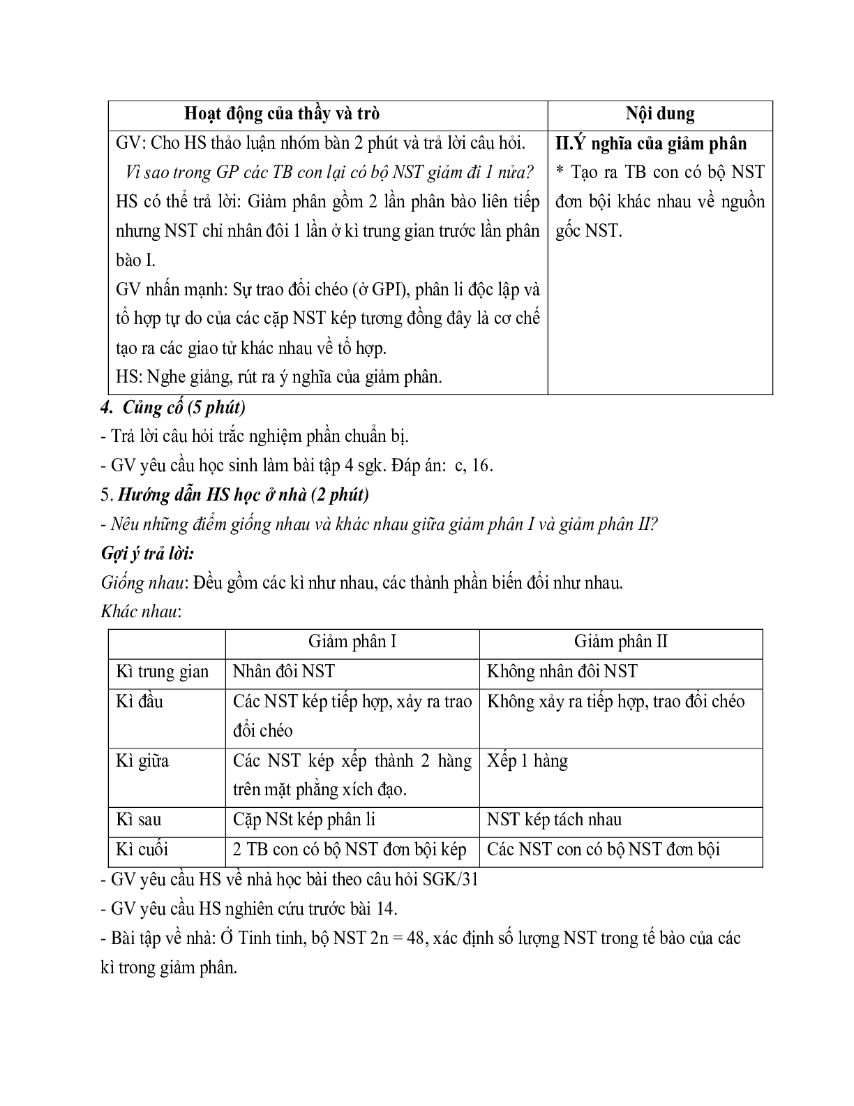 Giáo án Sinh học 9 Bài 10: Giảm phân mới nhất (trang 6)