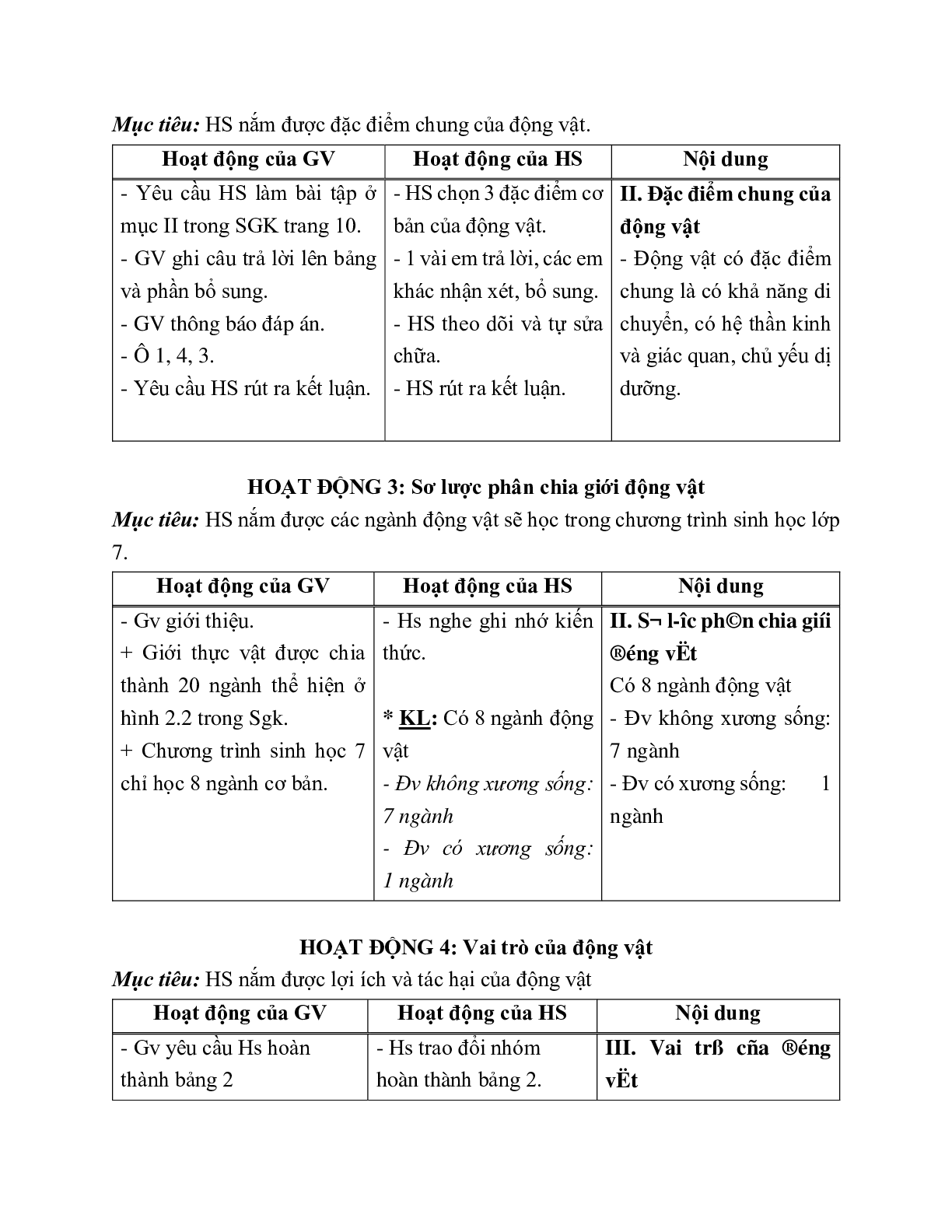 Giáo án Sinh học 7 Bài 2: Phân biệt động vật với thực vật. Đặc điểm chung của động vật mới nhất - CV5512 (trang 3)