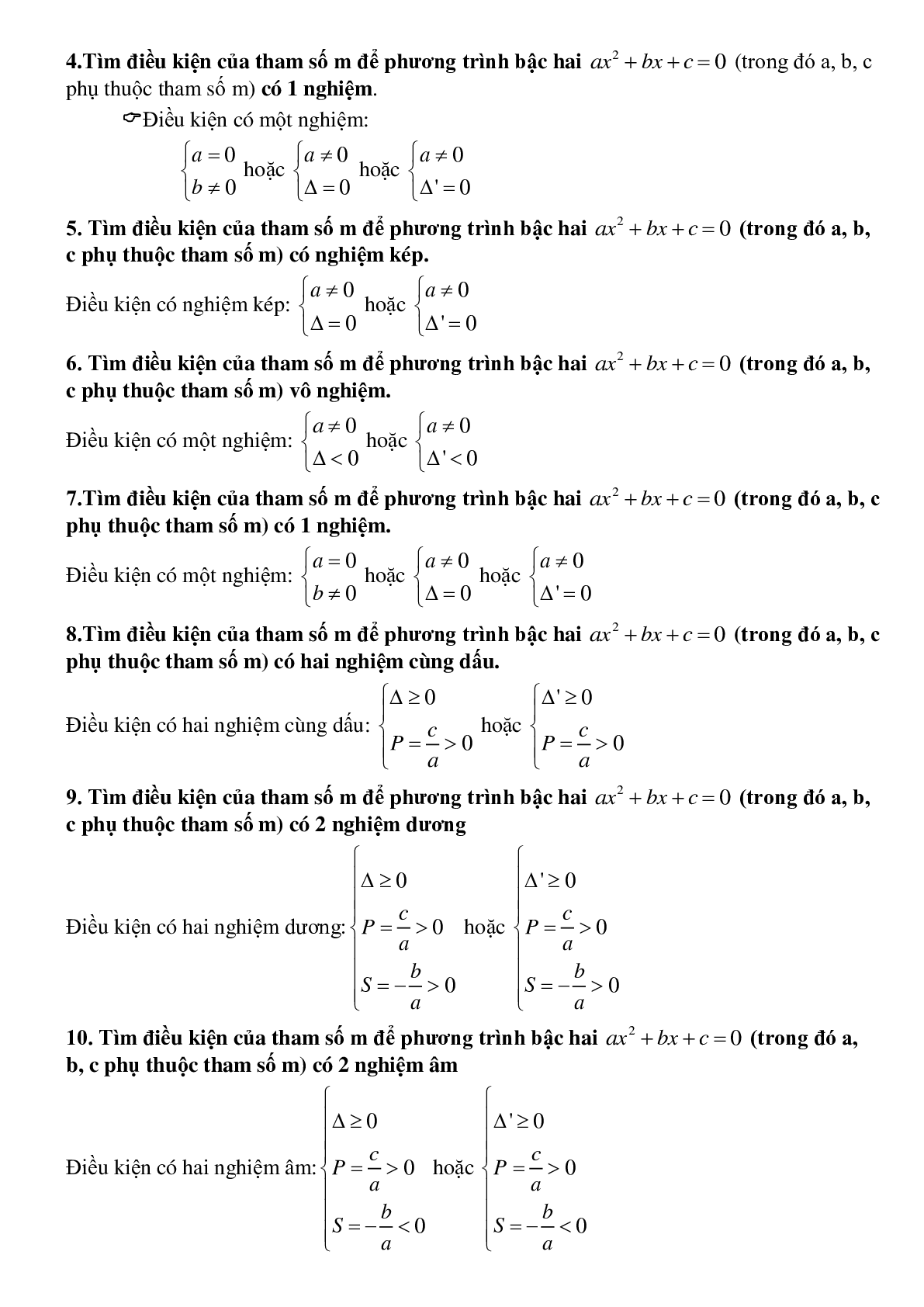Bài toán tham số trong phương trình bậc hai chọn lọc (trang 2)