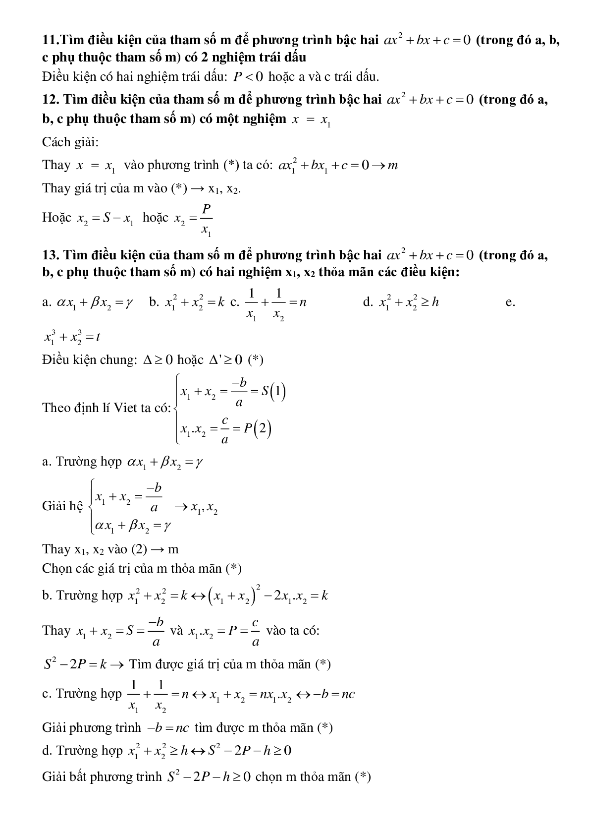 Bài toán tham số trong phương trình bậc hai chọn lọc (trang 3)