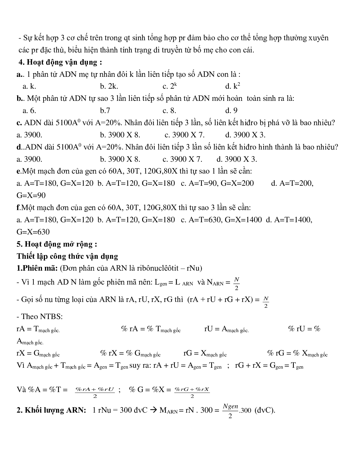 Giáo án Sinh học 12 Bài 2: Phiên mã và dịch mã mới nhất - CV5512 (trang 6)