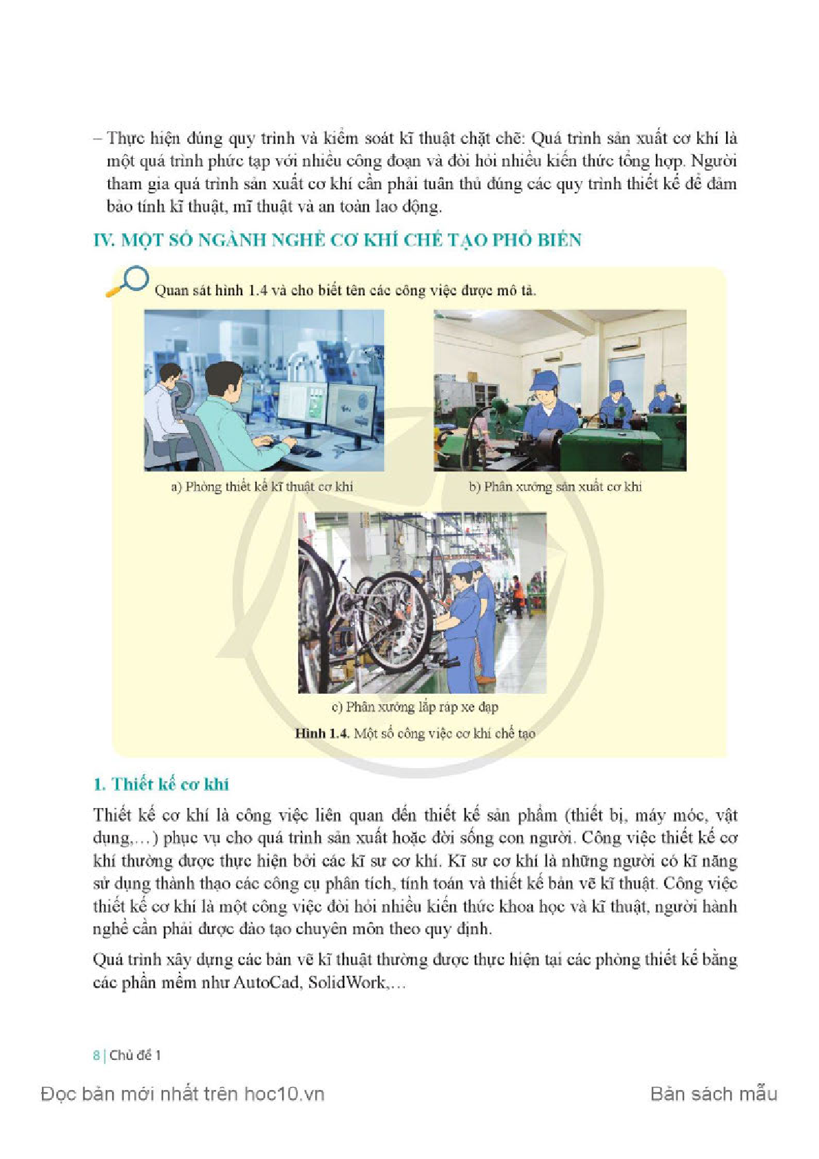 Công nghệ lớp 11 Công nghệ cơ khí Cánh diều pdf (trang 10)