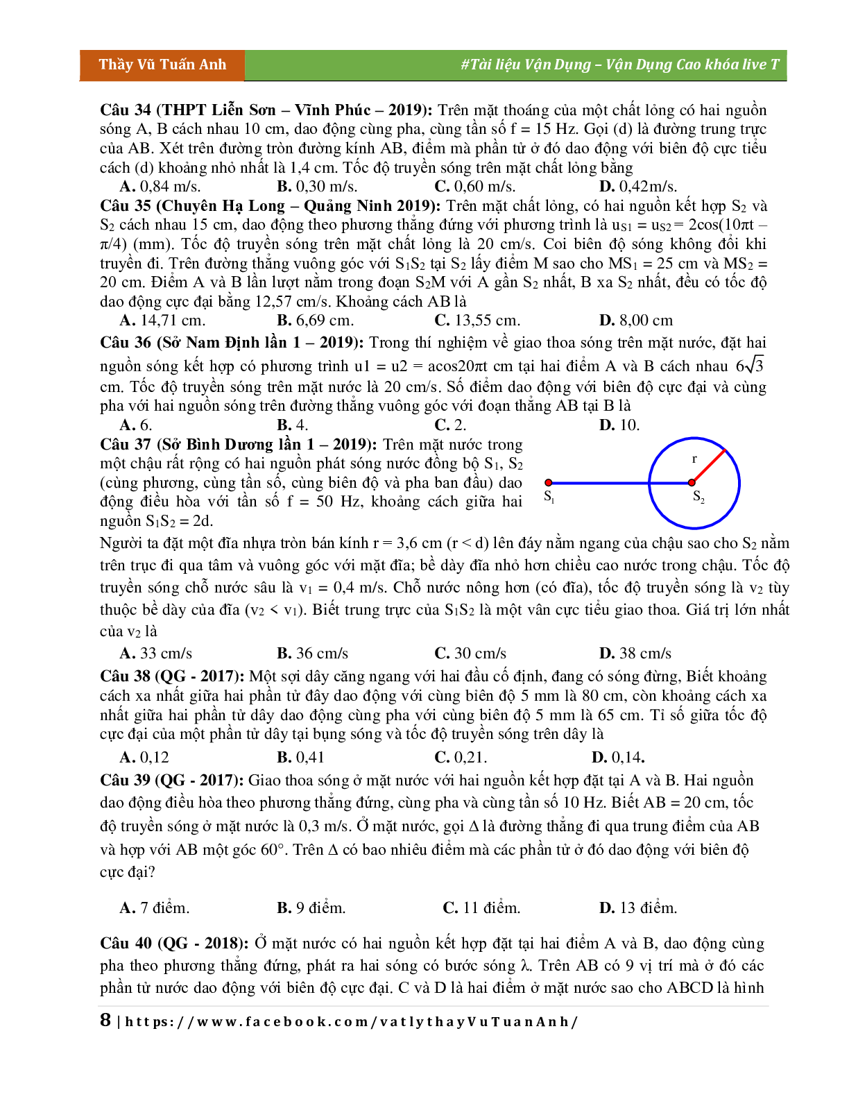 Đề Vận Dụng Cao Chương Sóng Cơ Môn Vật Lý Lớp 12 (trang 8)