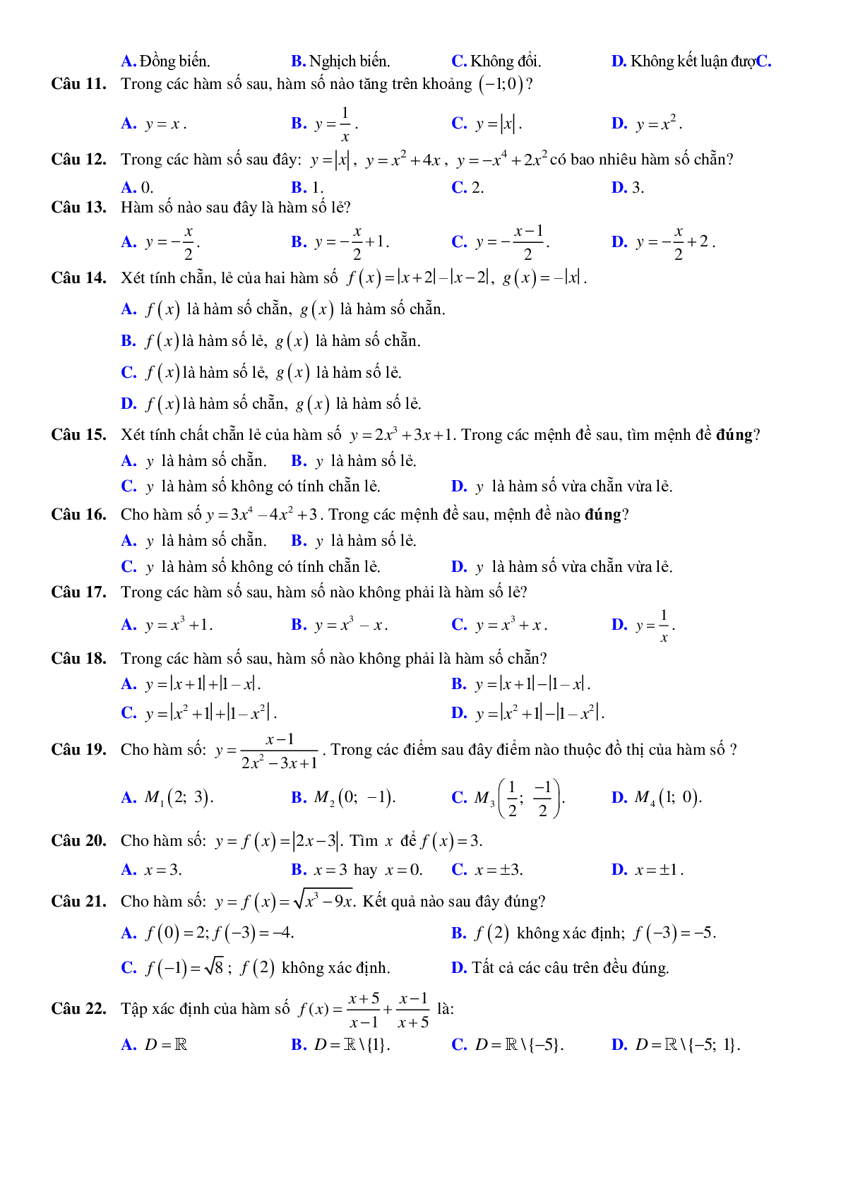 Tổng hợp các bài toán hay chuyên đề Hàm số bậc nhất và bậc hai (trang 2)