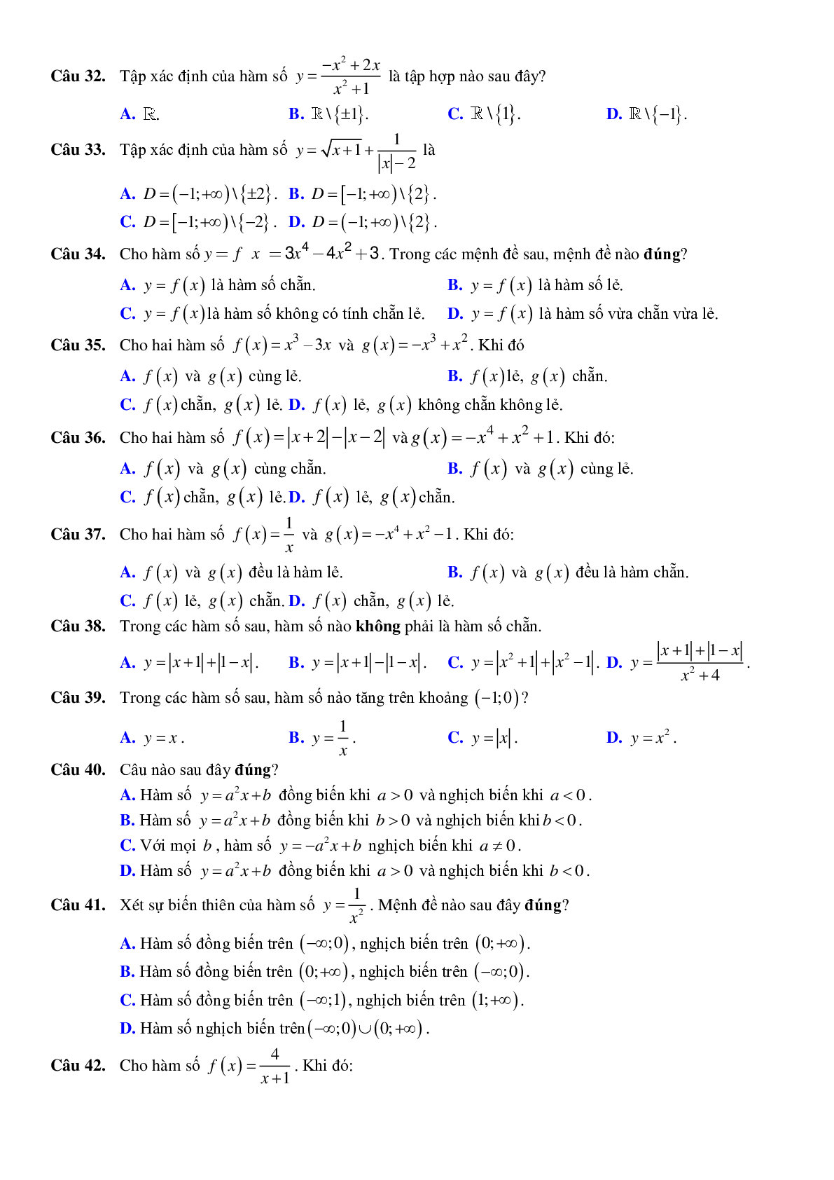 Tổng hợp các bài toán hay chuyên đề Hàm số bậc nhất và bậc hai (trang 4)