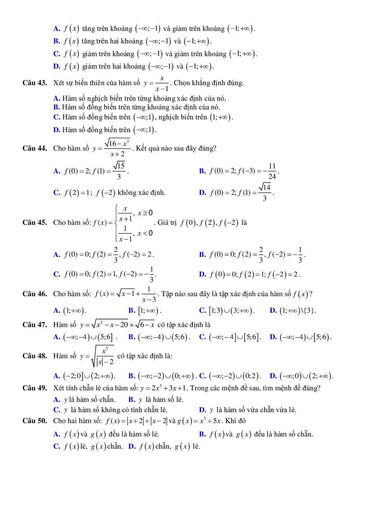 Tổng hợp các bài toán hay chuyên đề Hàm số bậc nhất và bậc hai (trang 5)