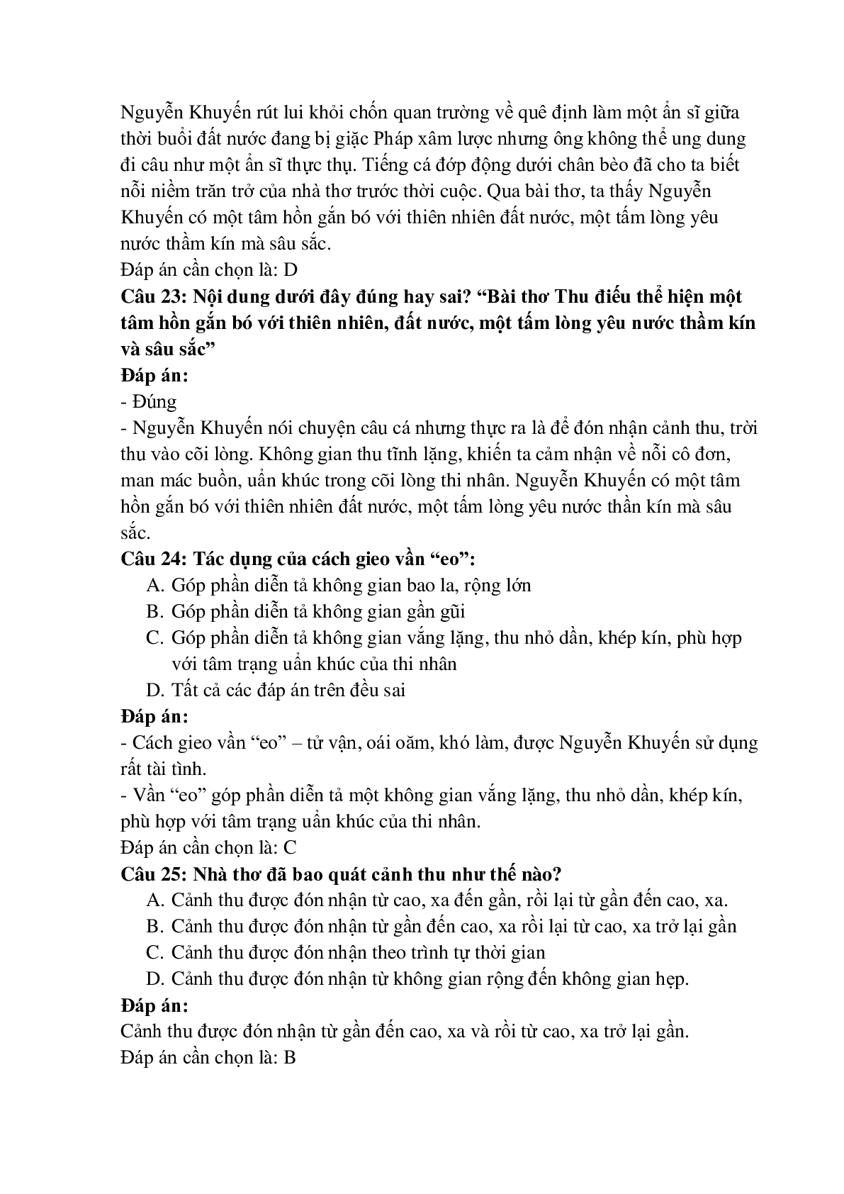 28 câu Trắc nghiệm Câu cá mùa thu (Thu điếu) có đáp án 2023 – Ngữ Văn lớp 11 (trang 8)