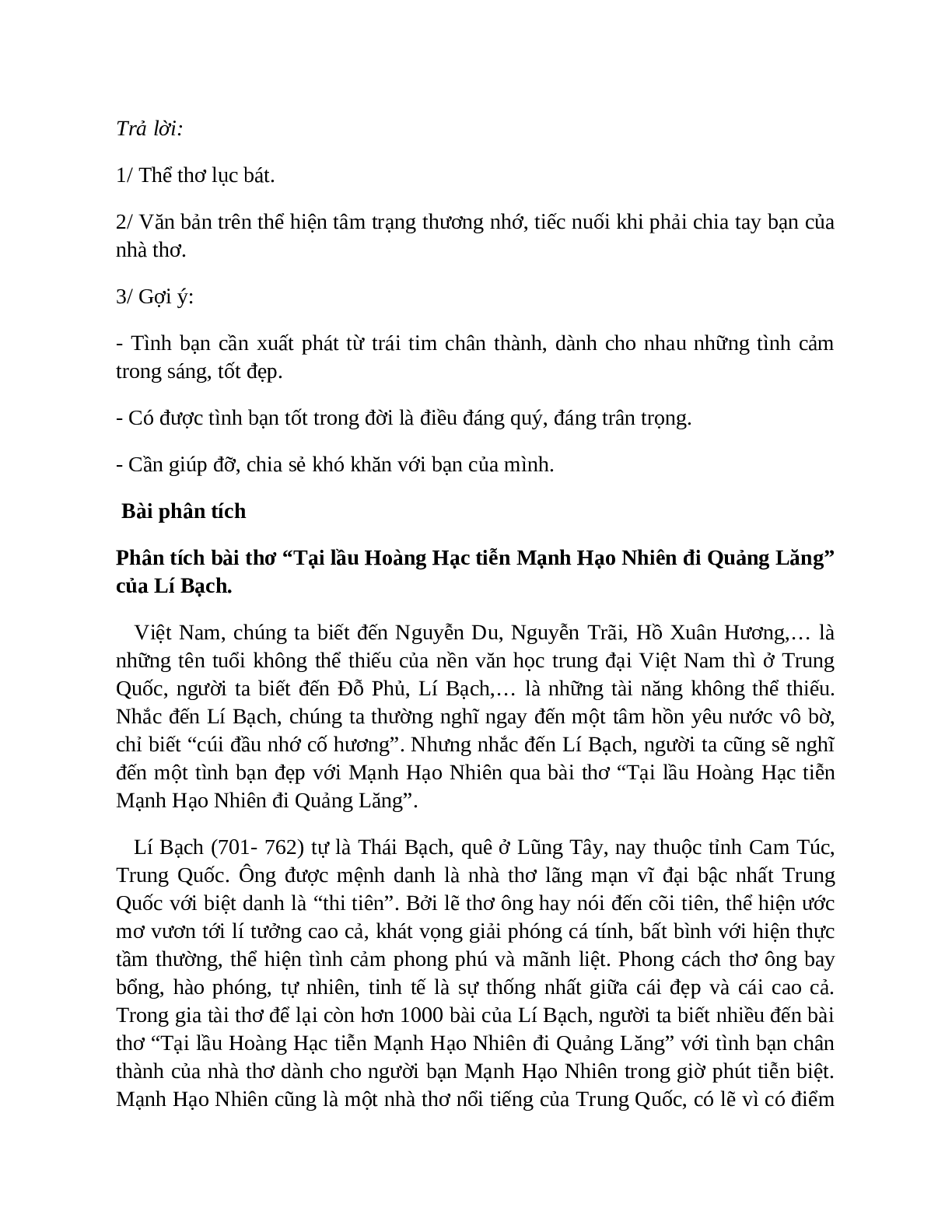 Sơ đồ tư duy bài Tại lầu Hoàng Hạc tiễn Mạnh Hạo Nhiên đi Quảng Lăng dễ nhớ, ngắn nhất - Ngữ văn lớp 10 (trang 6)