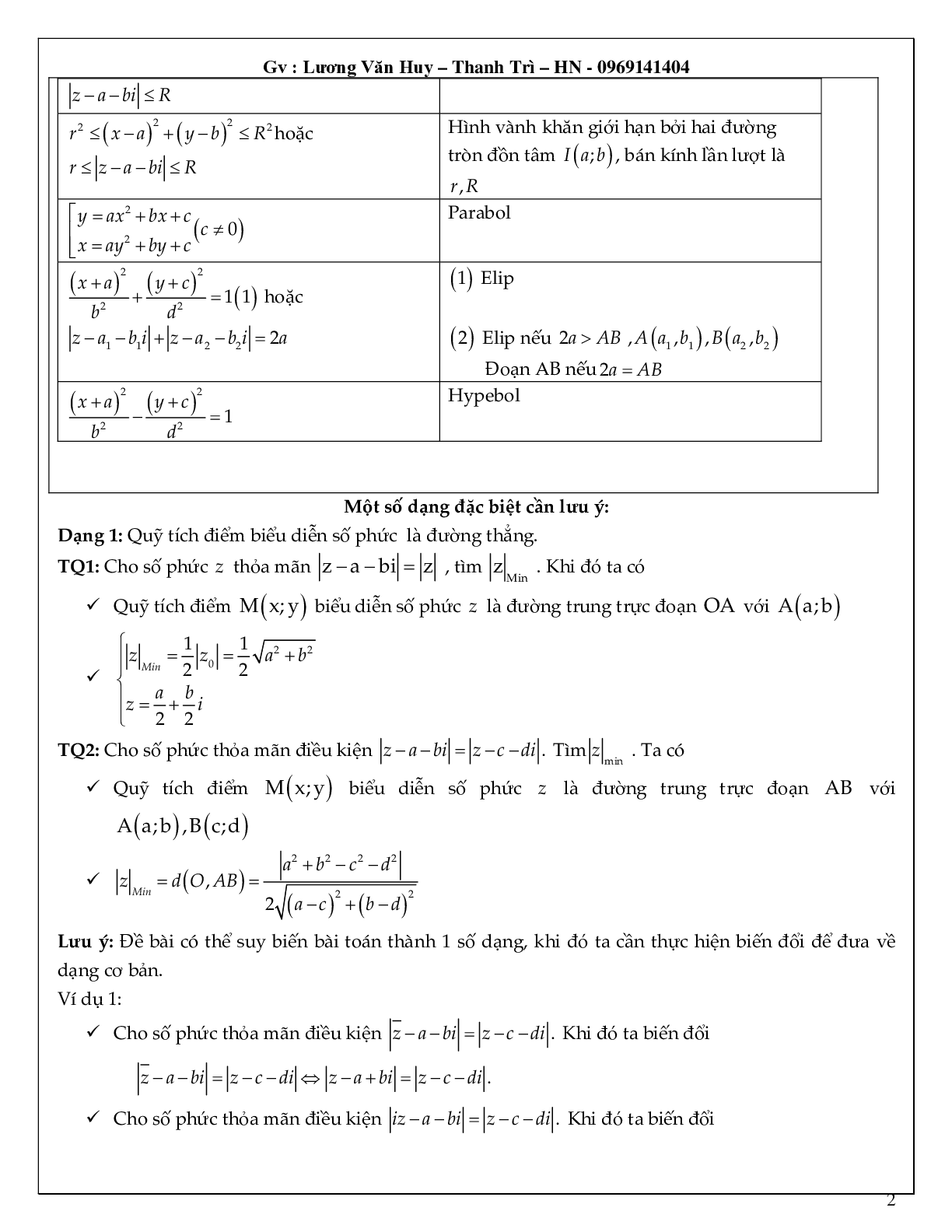 Bài toán tìm min – max số phức có lời giải chi tiết (trang 2)