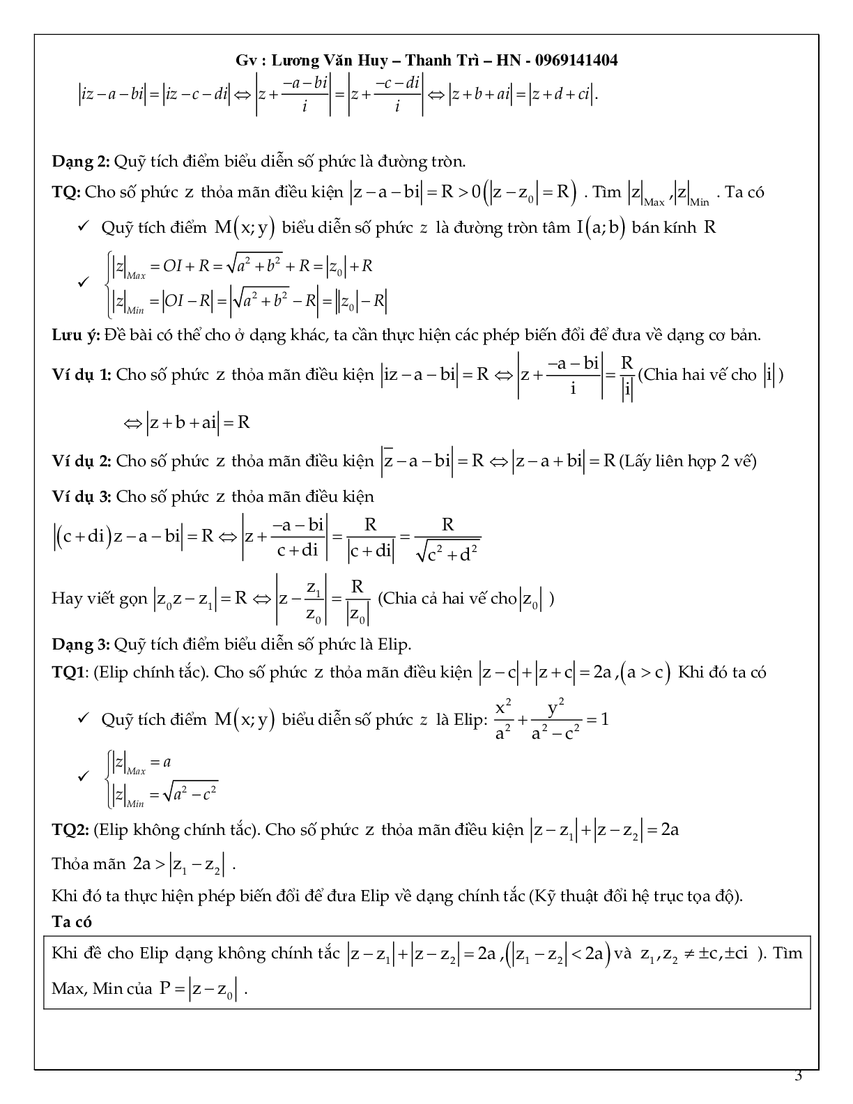 Bài toán tìm min – max số phức có lời giải chi tiết (trang 3)