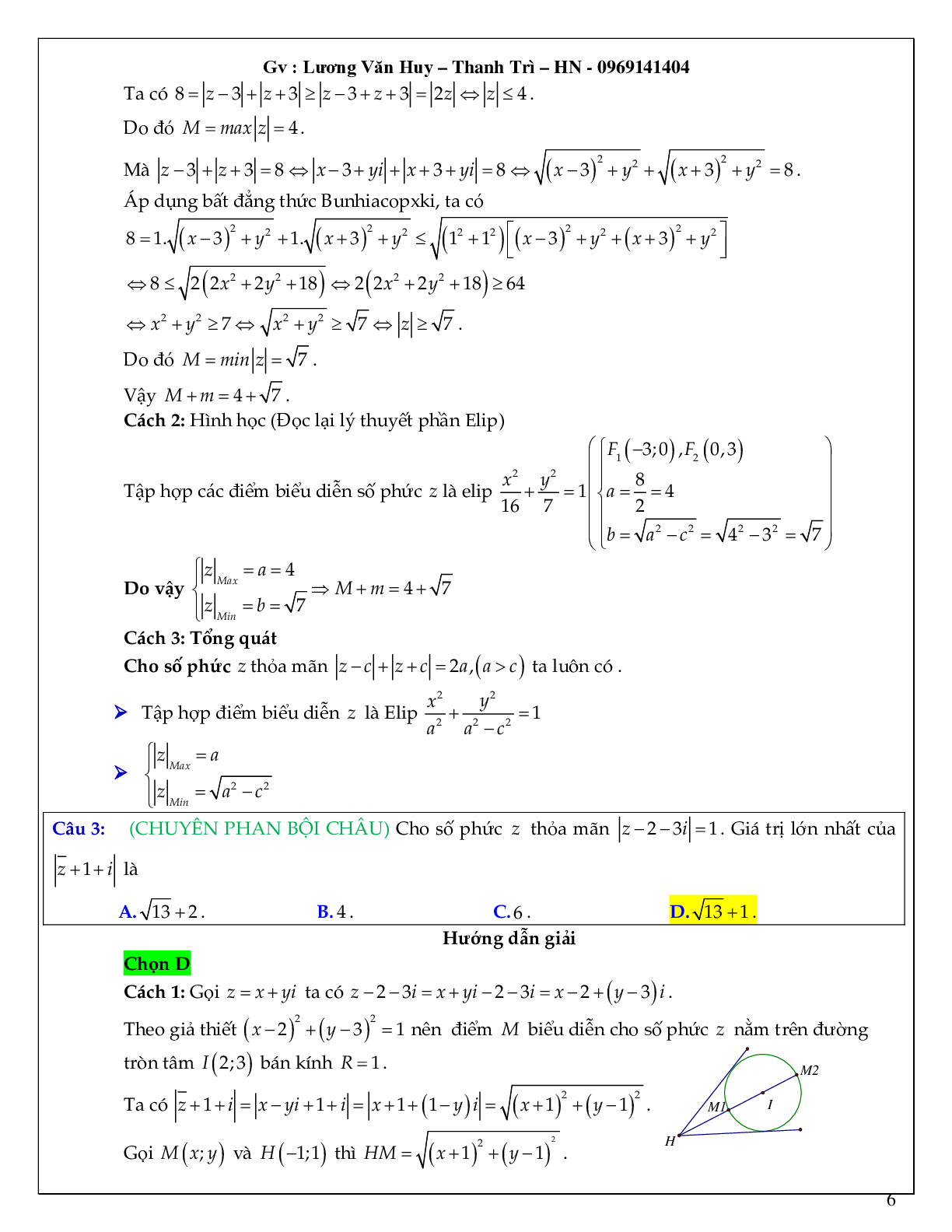 Bài toán tìm min – max số phức có lời giải chi tiết (trang 6)