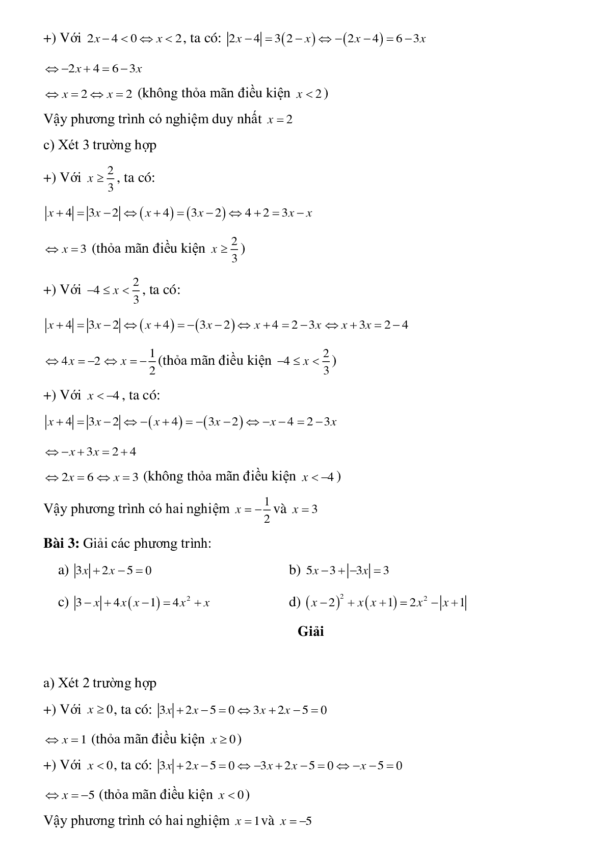 50 Bài tập Phương trình chứa dấu giá trị tuyệt đối (có đáp án)- Toán 8 (trang 3)