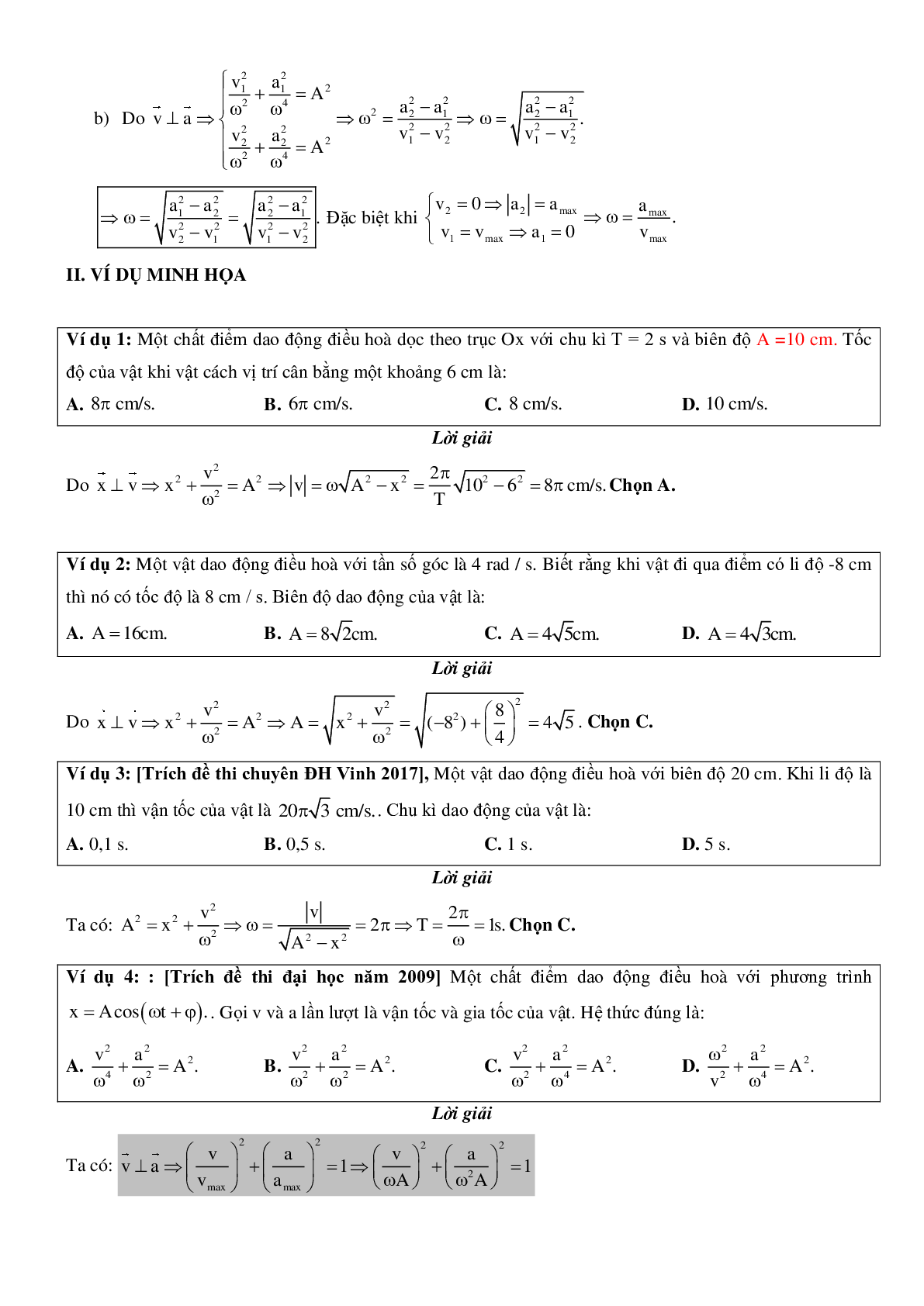 Chuyên đề Hệ thức độc lập với thời gian môn Vật lý lớp 12 có đáp án (trang 3)