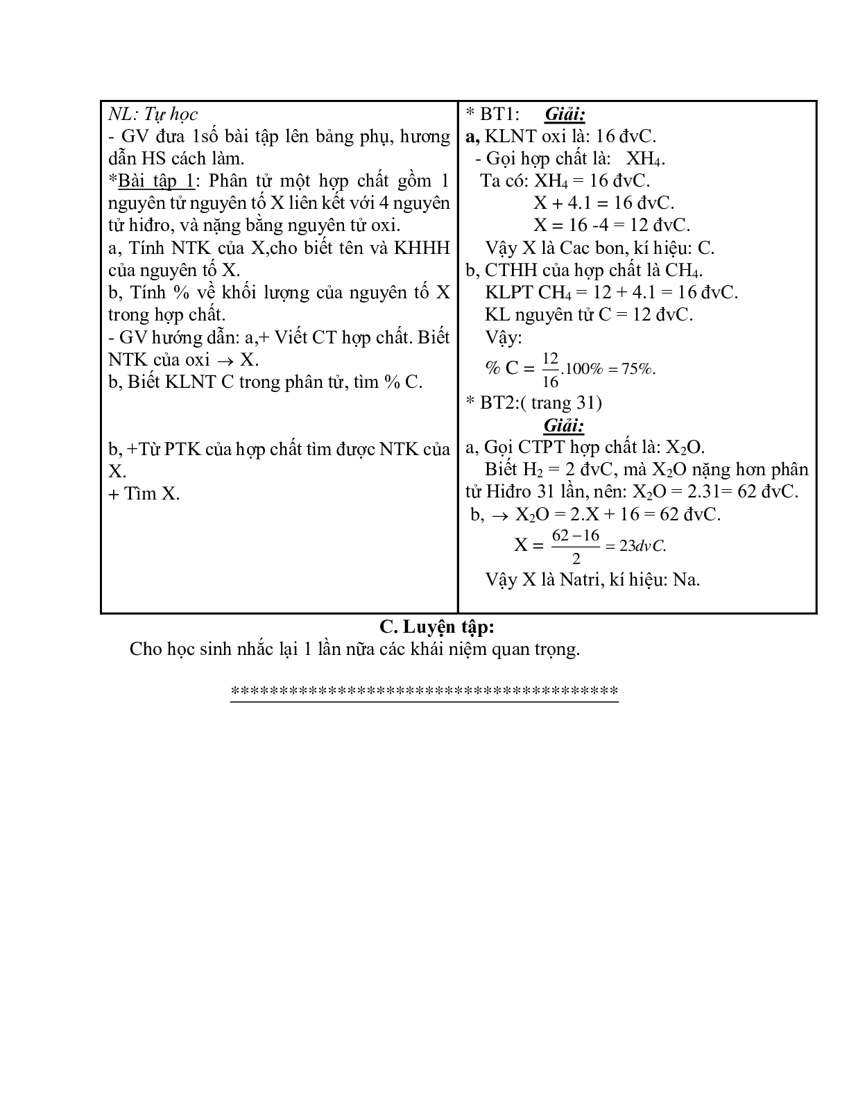 Giáo án hóa học 8 bài 8: Bài luyện tập 1 mới nhất (trang 3)