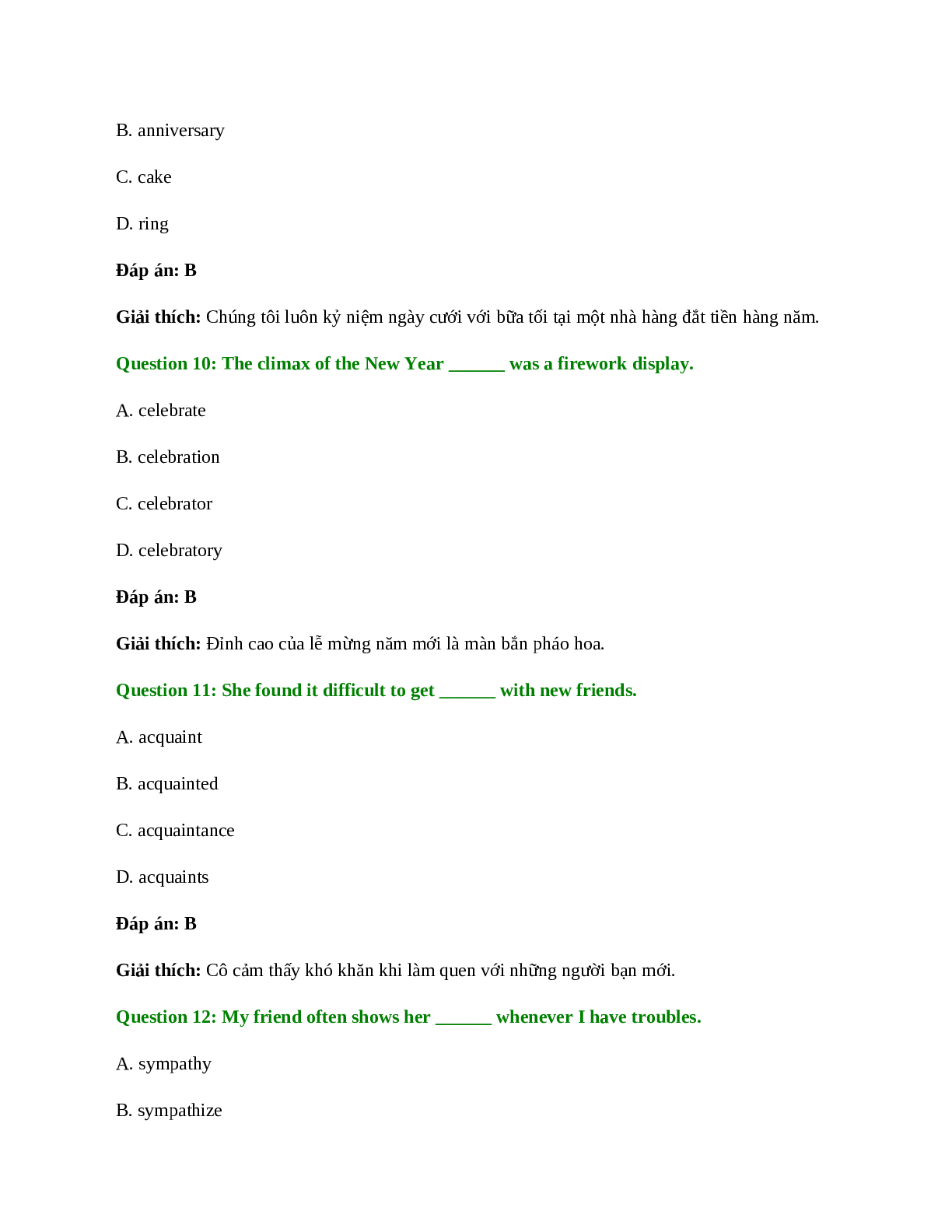 60 câu Trắc nghiệm Tiếng Anh 11 Unit 3 có đáp án 2023: A Party (trang 9)