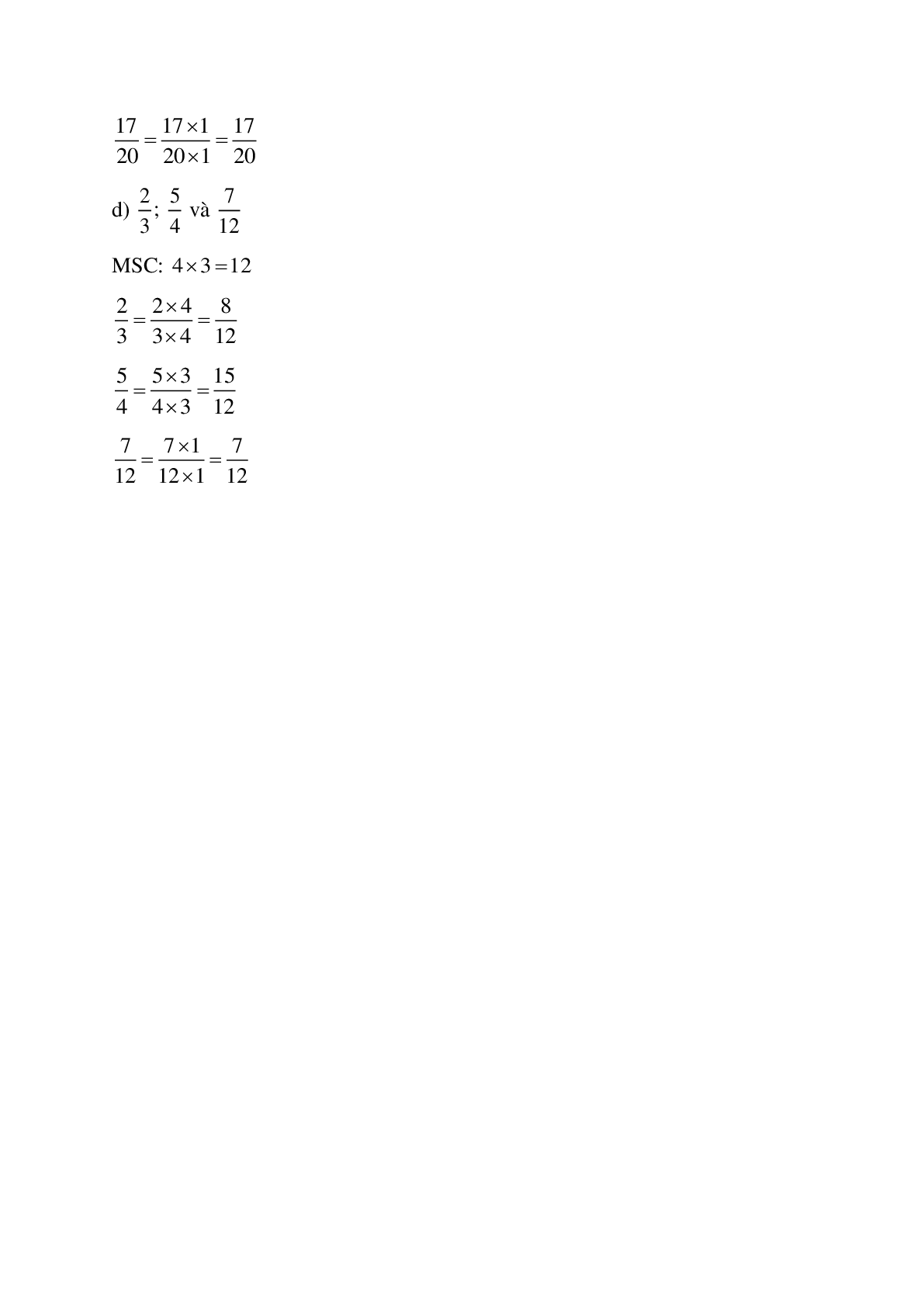 Quy đồng mẫu số các phân số: 2/3 và 4/5  (trang 2)