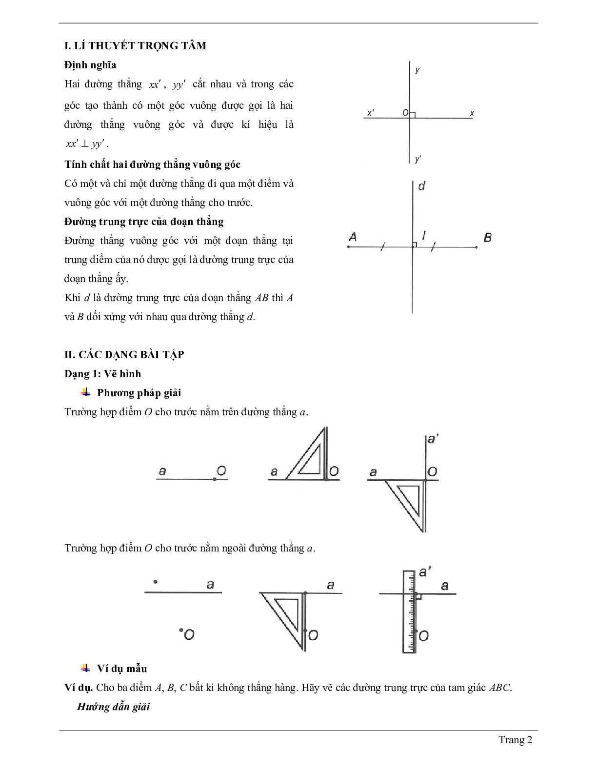 Lý thuyết Toán 7 có đáp án: Hai đường thẳng vuông góc (trang 2)