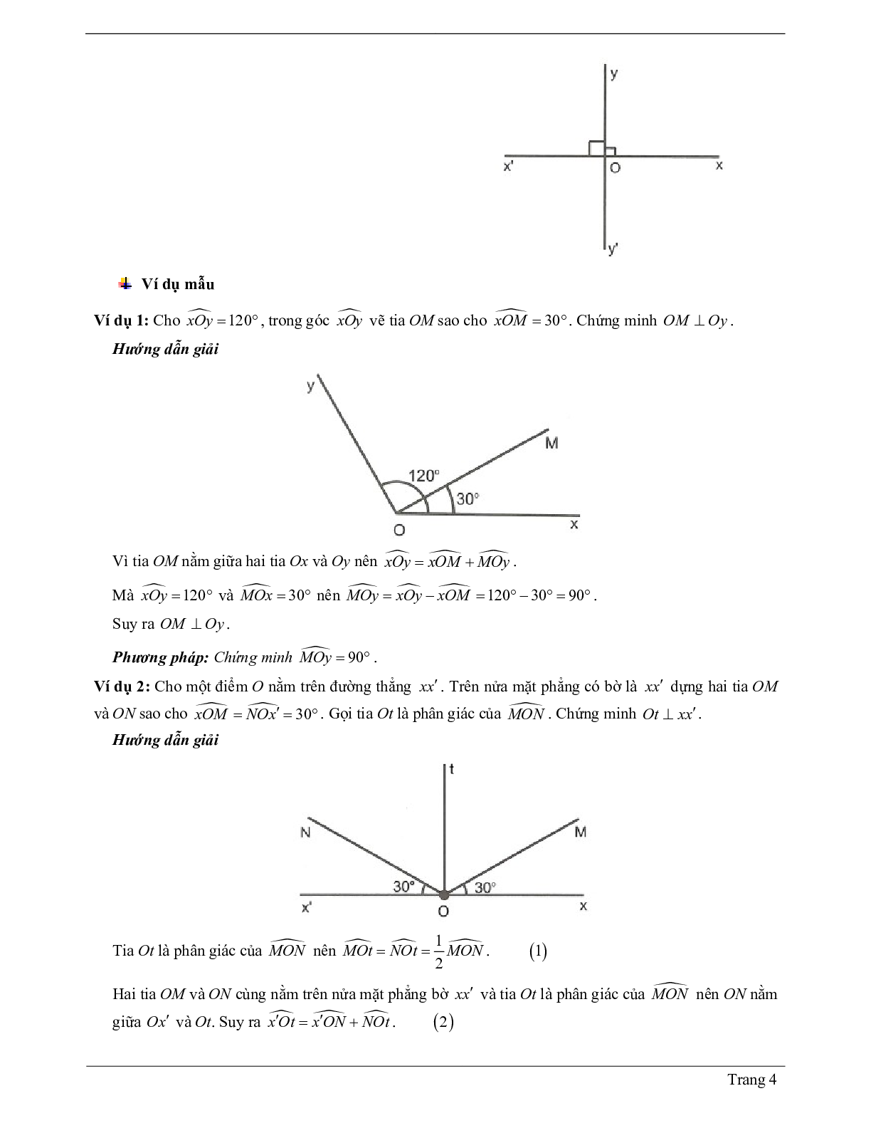 Lý thuyết Toán 7 có đáp án: Hai đường thẳng vuông góc (trang 4)