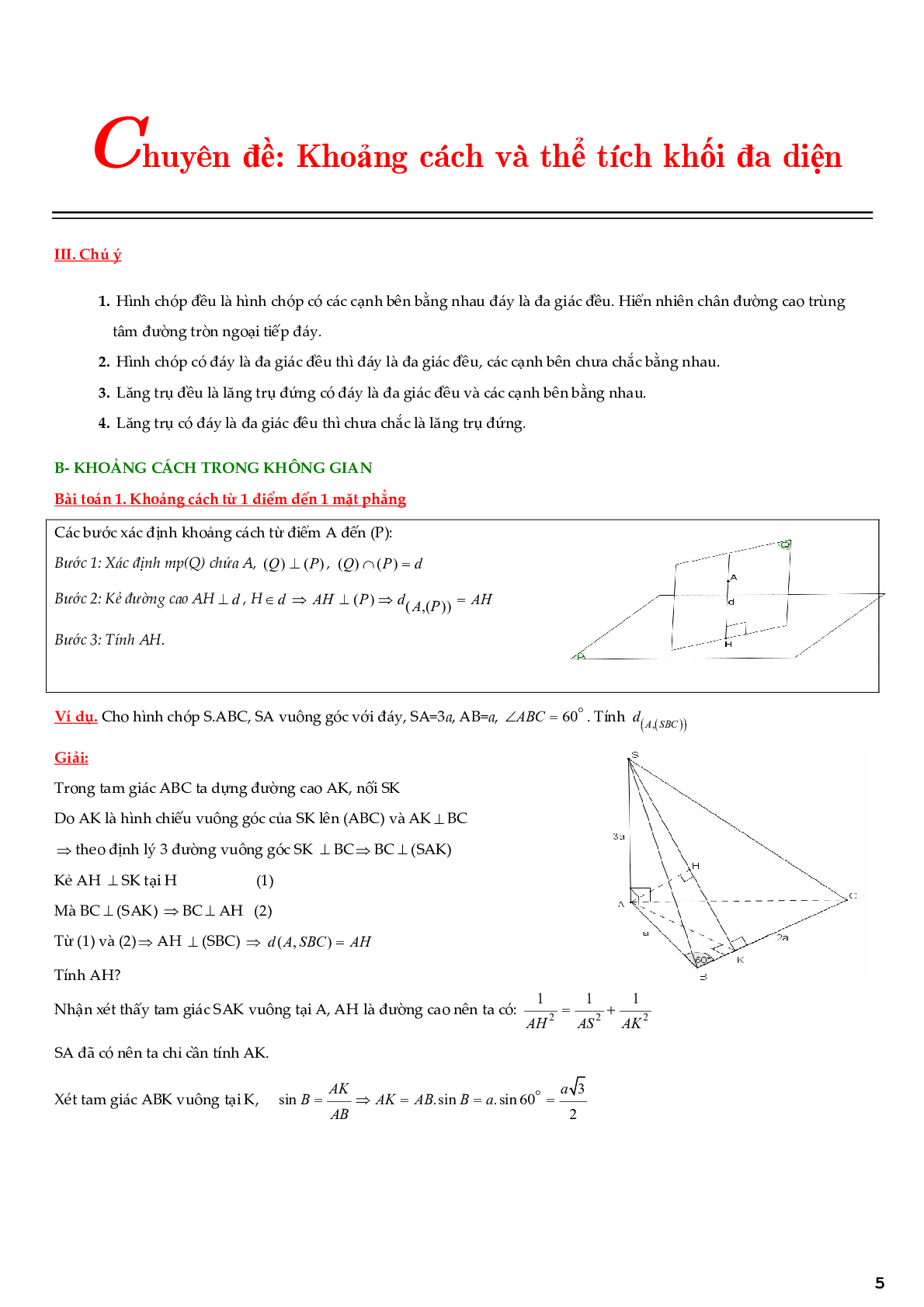 Chuyên đề khoảng cách và thể tích khối đa diện (trang 5)