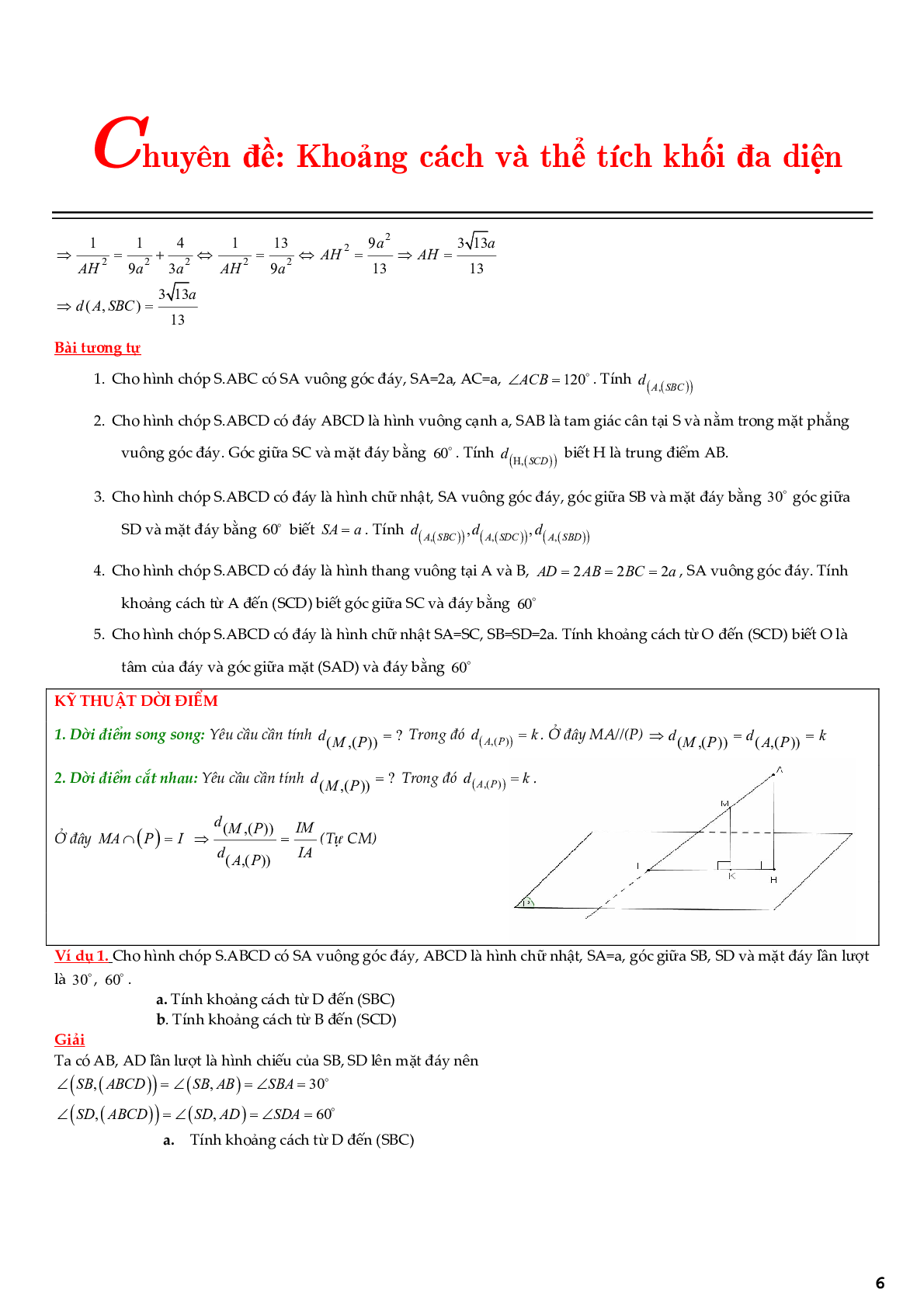 Chuyên đề khoảng cách và thể tích khối đa diện (trang 6)