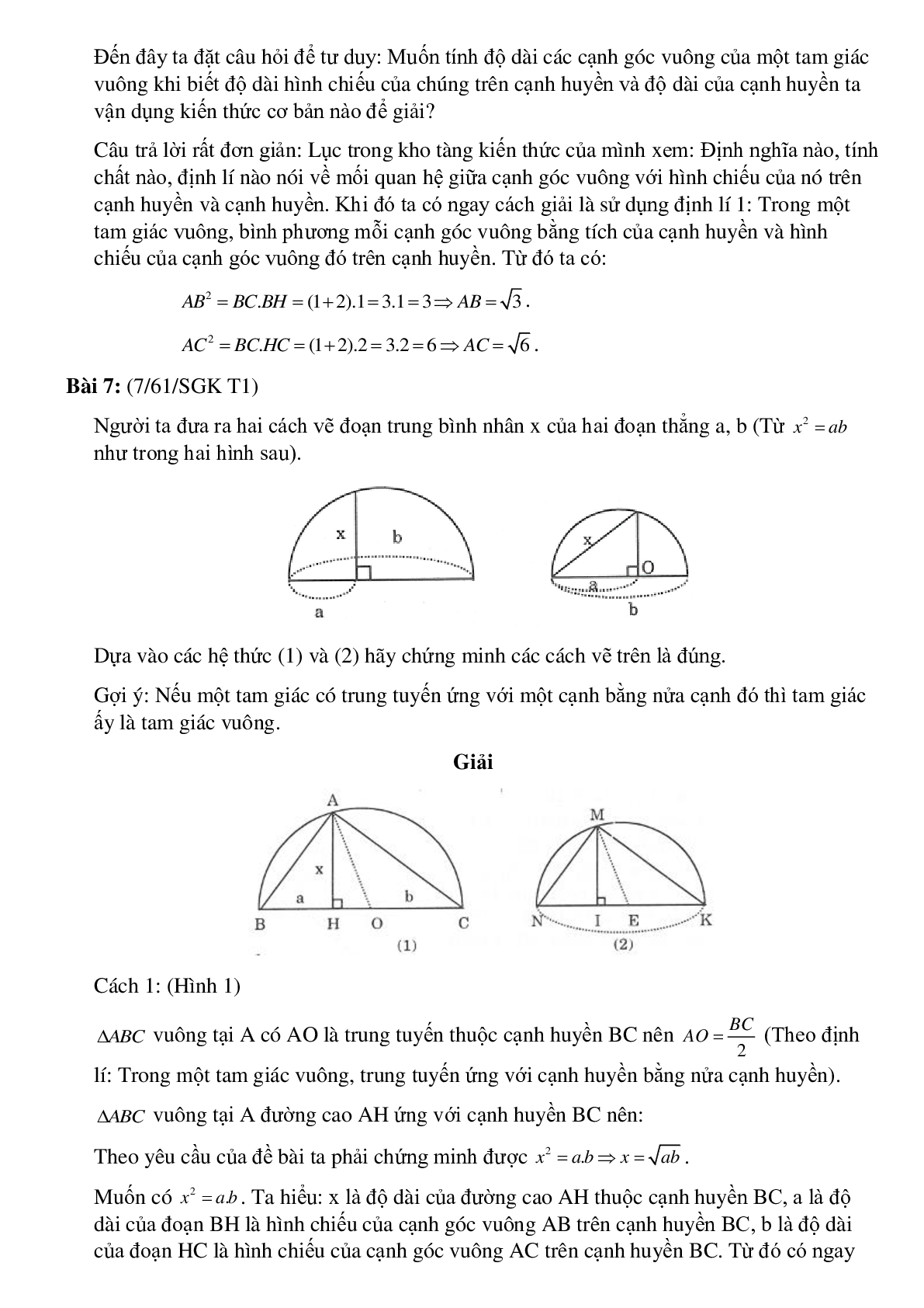 50 Bài tập Một số hệ thức về cạnh và đường cao trong tam giác (có đáp án)- Toán 9 (trang 6)