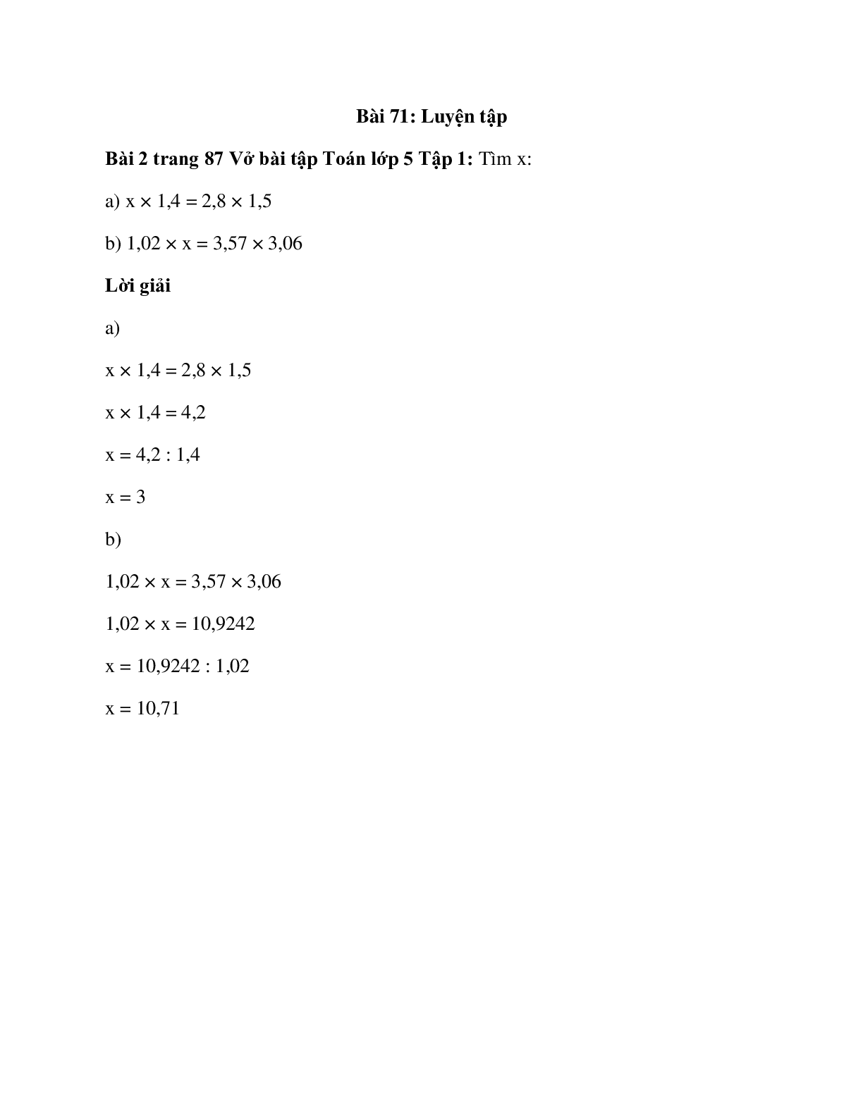 Tìm x: x × 1,4 = 2,8 × 1,5 (trang 1)