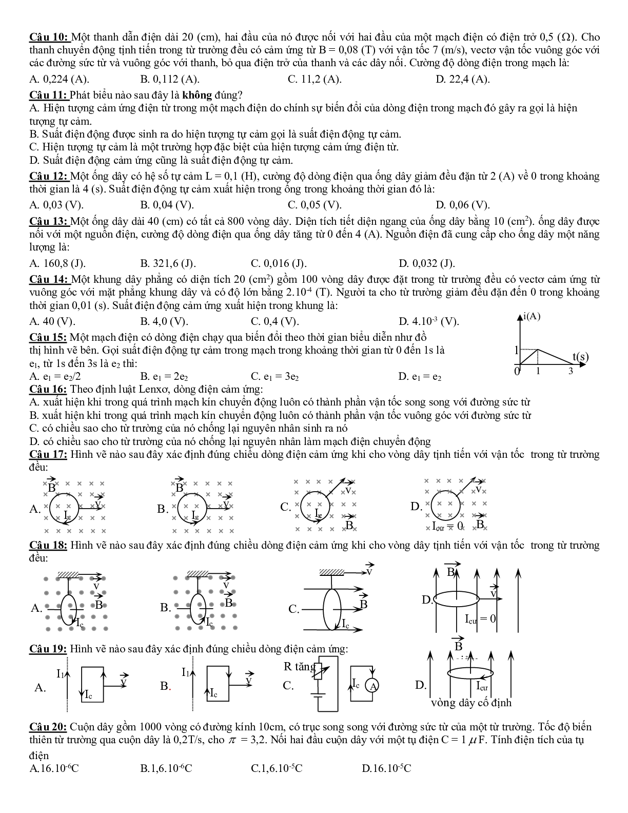Bộ 60 câu Trắc nghiệm Cảm ứng điện từ Vật lý 11 có đáp án 2023 (trang 2)
