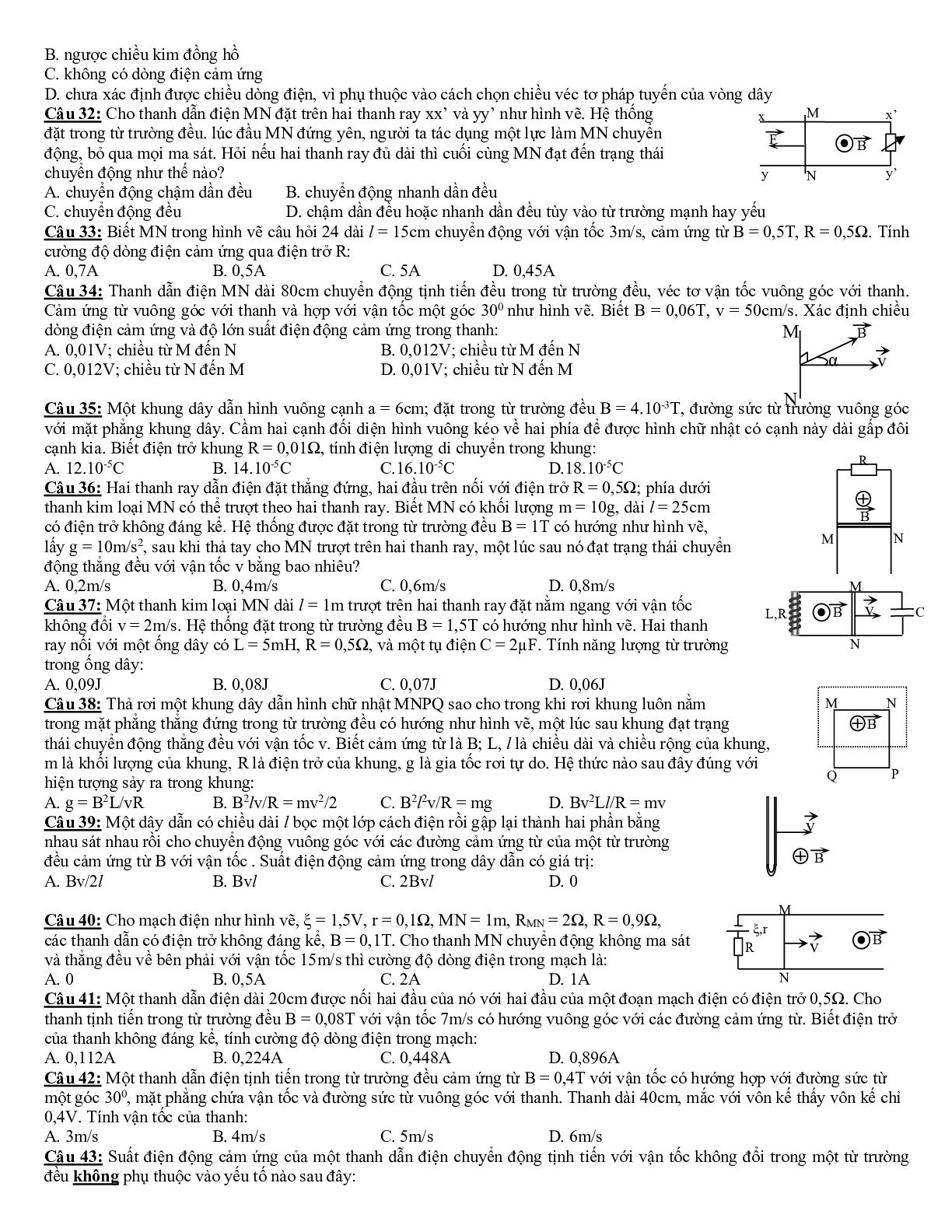 Bộ 60 câu Trắc nghiệm Cảm ứng điện từ Vật lý 11 có đáp án 2023 (trang 4)