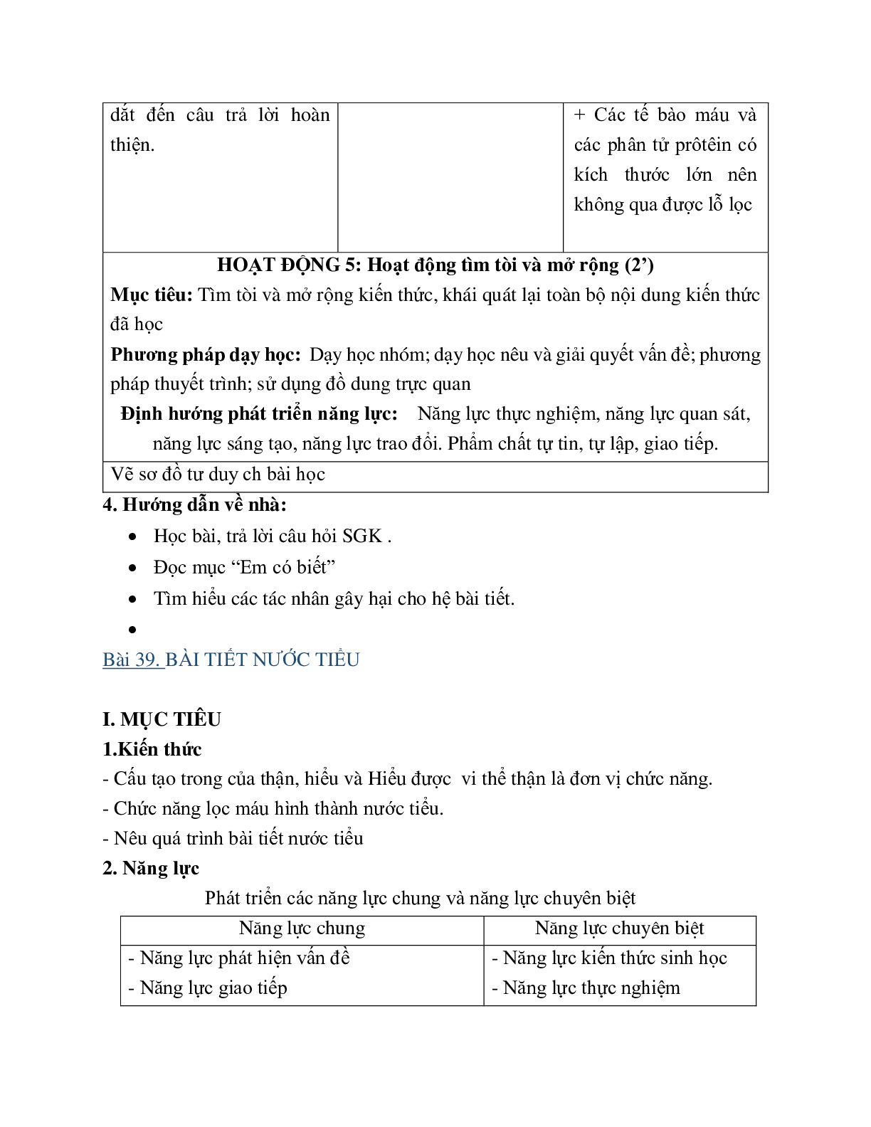 Giáo án Sinh học 8 Bài 39: Giáo án Sinh học 8 Bài tiết nước tiểu mới nhất - CV5512 (trang 7)