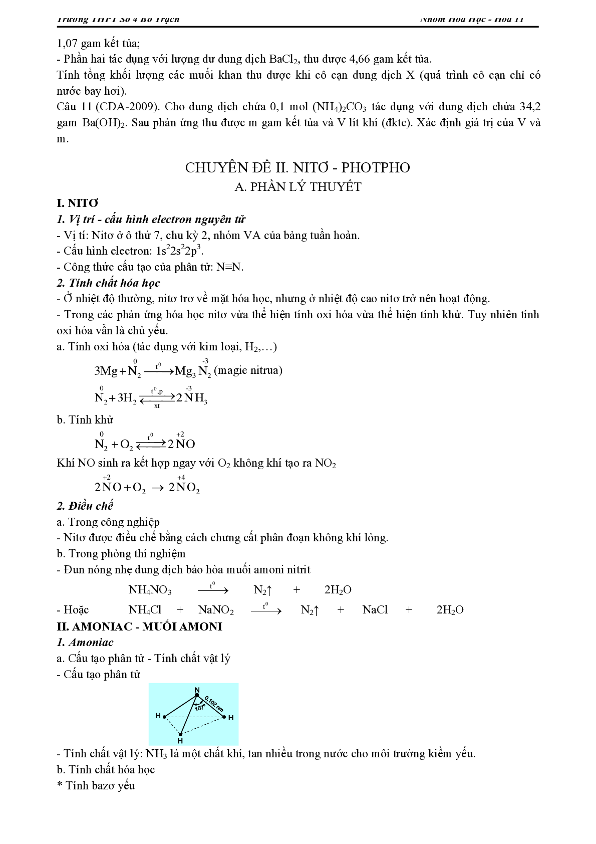 Lý thuyết, bài tập về Chương trình Hóa học lớp 11 có đáp án (trang 6)