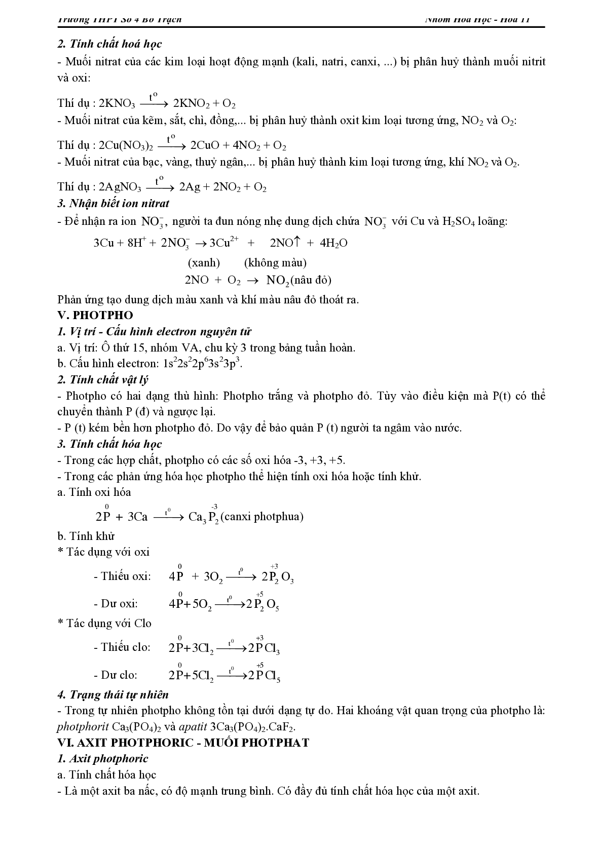 Lý thuyết, bài tập về Chương trình Hóa học lớp 11 có đáp án (trang 9)