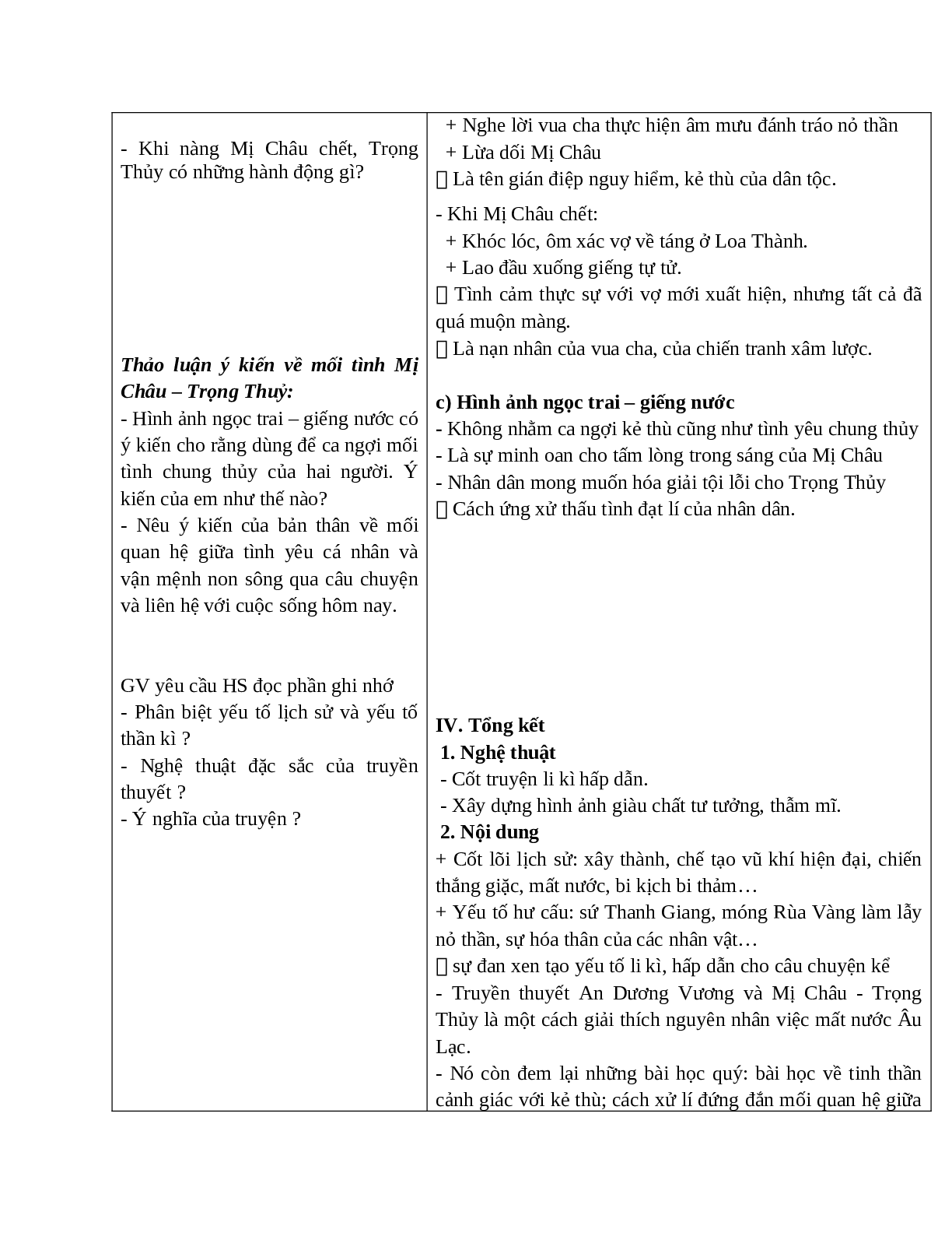 Giáo án Ngữ văn 10, tập 1, bài Truyện An Dương Vương và Mị Châu - Trọng Thủy (tiết 2)mới nhất (trang 5)
