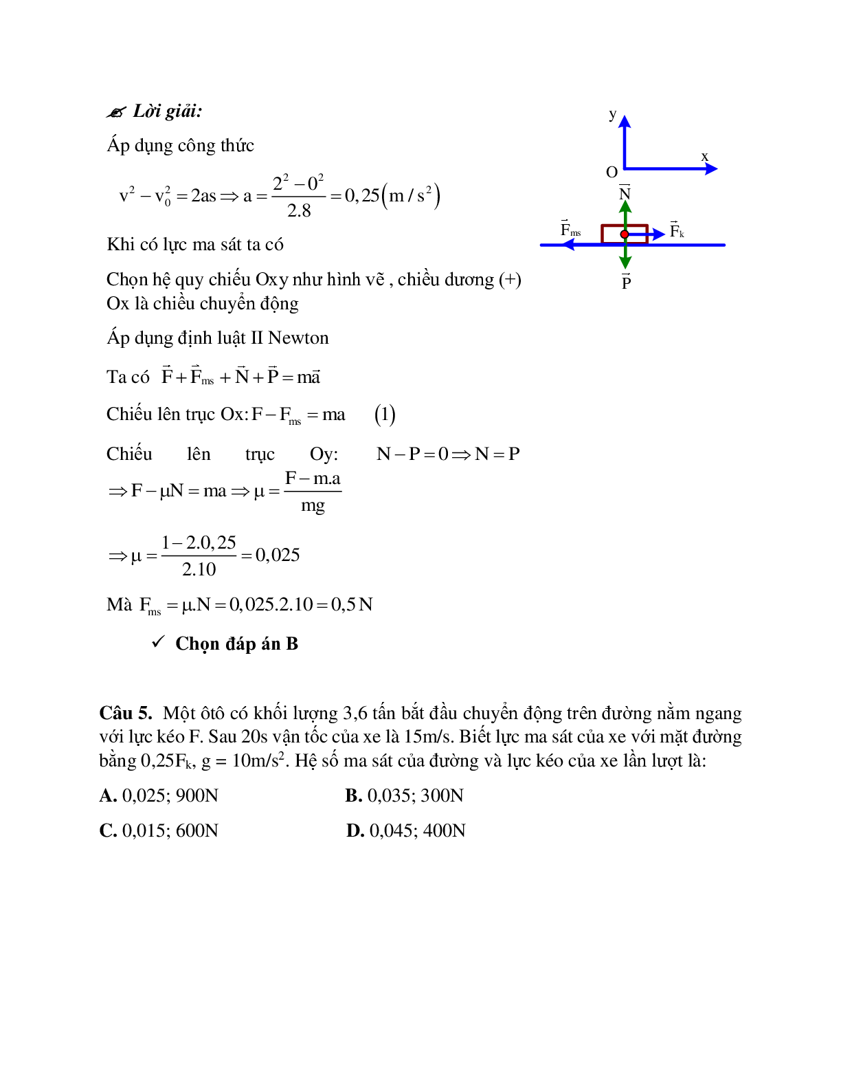 Bài tập về lực ma sát khi vật chuyển động theo phương ngang có đáp án (trang 9)