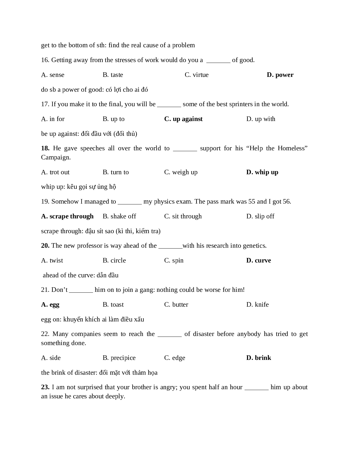 120 câu trắc nghiệm Tiếng Anh 12 dạng Multiple Choice có lời giải chi tiết 2023 (trang 3)