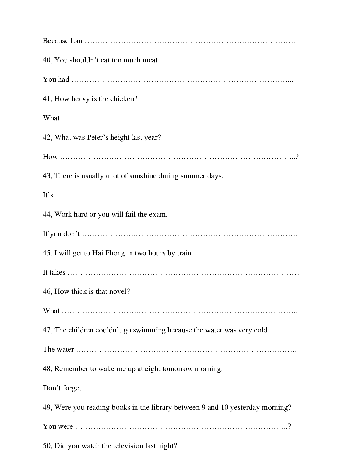 Chuyên đề Viết lại câu môn Tiếng Anh lớp 7 (trang 6)