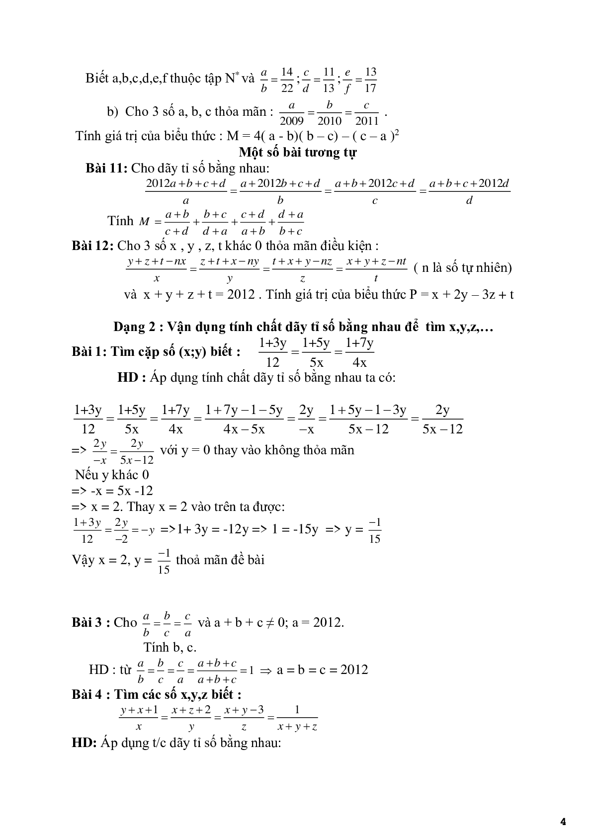 Chuyên đề 2 - Bài toán về tính chất của dãy tỉ số bằng nhau - có đáp án (trang 4)